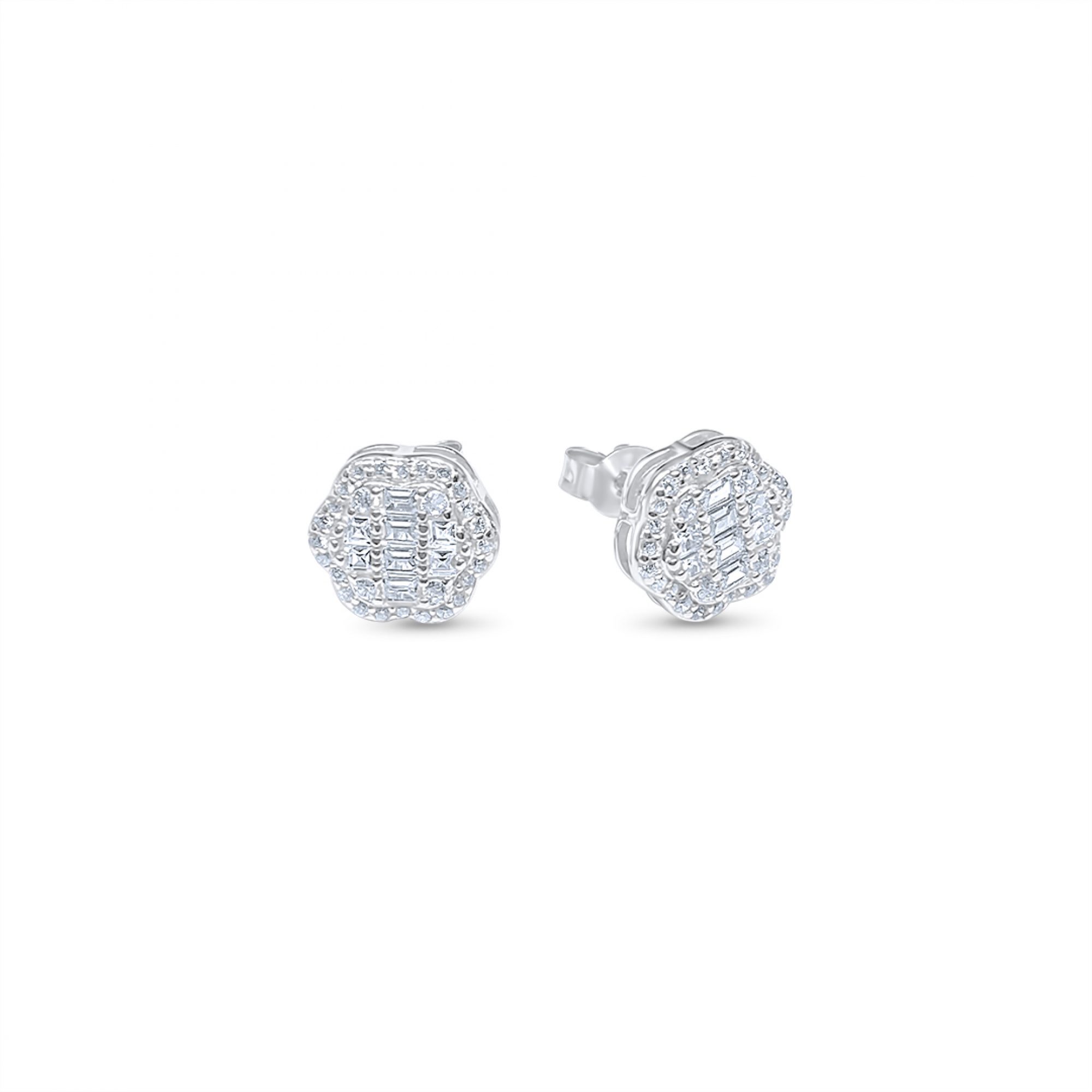 Silver stud earrings with zircon stones