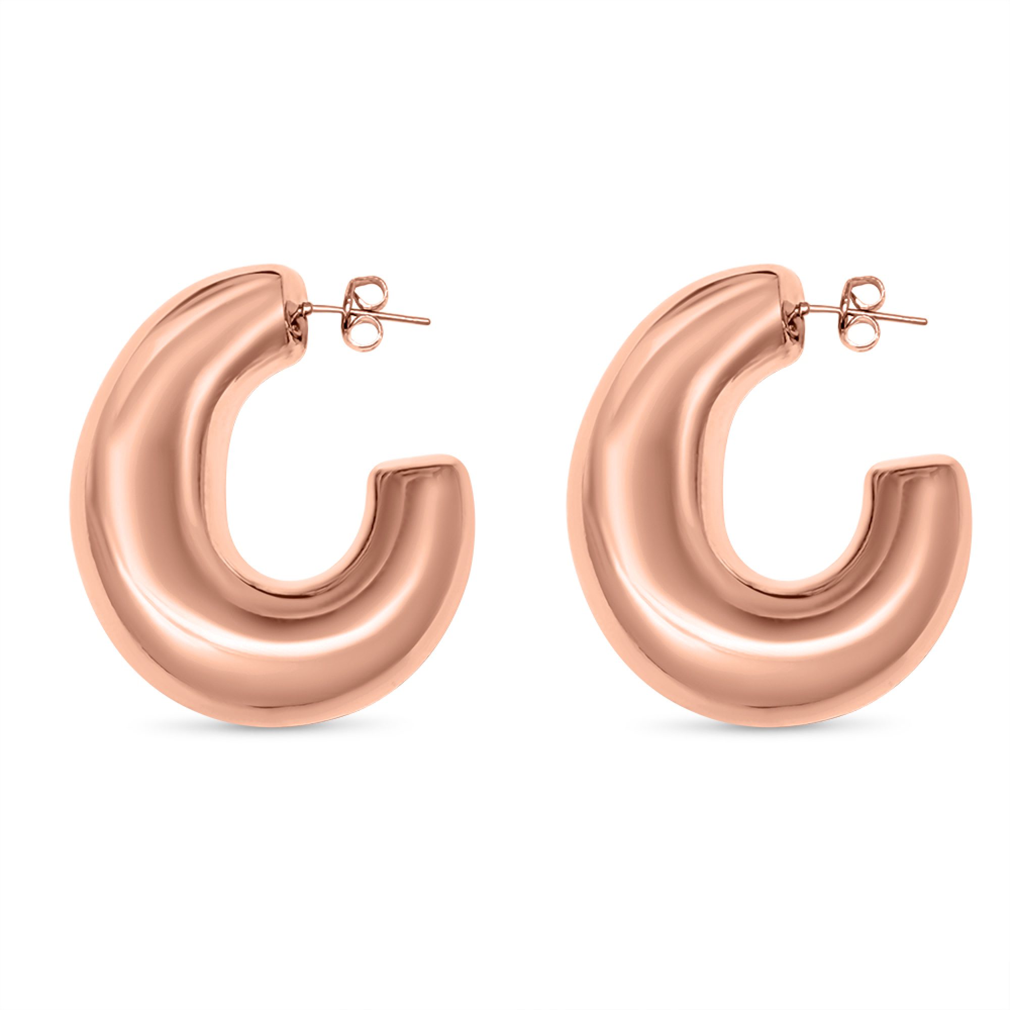 Rose gold plated steel hoops