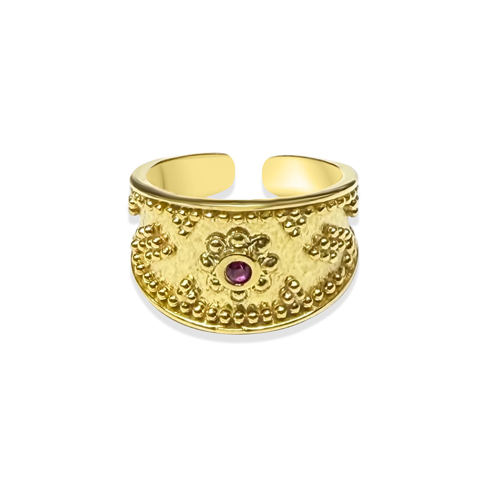 Gold plated ring with ruby stone