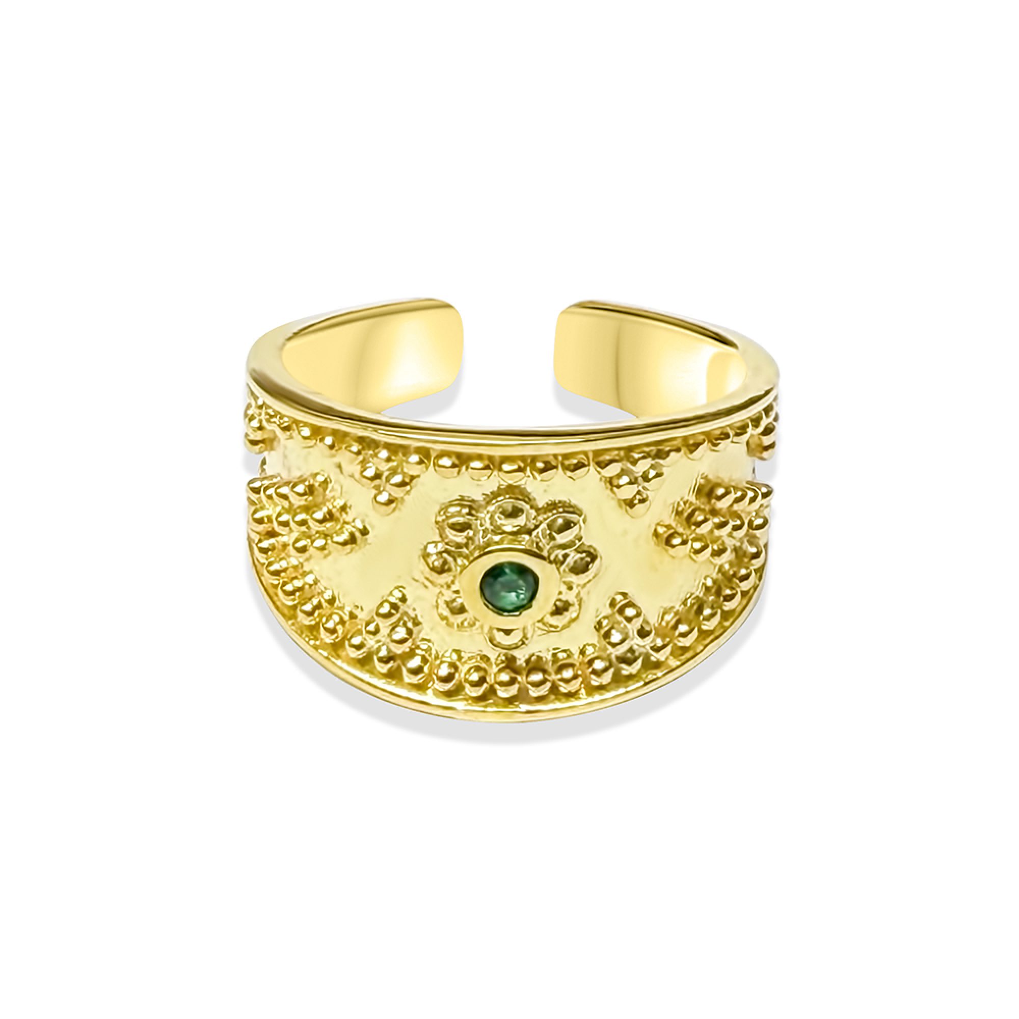 Επίχρυσο δαχτυλίδι με πέτρα σμαράγδι