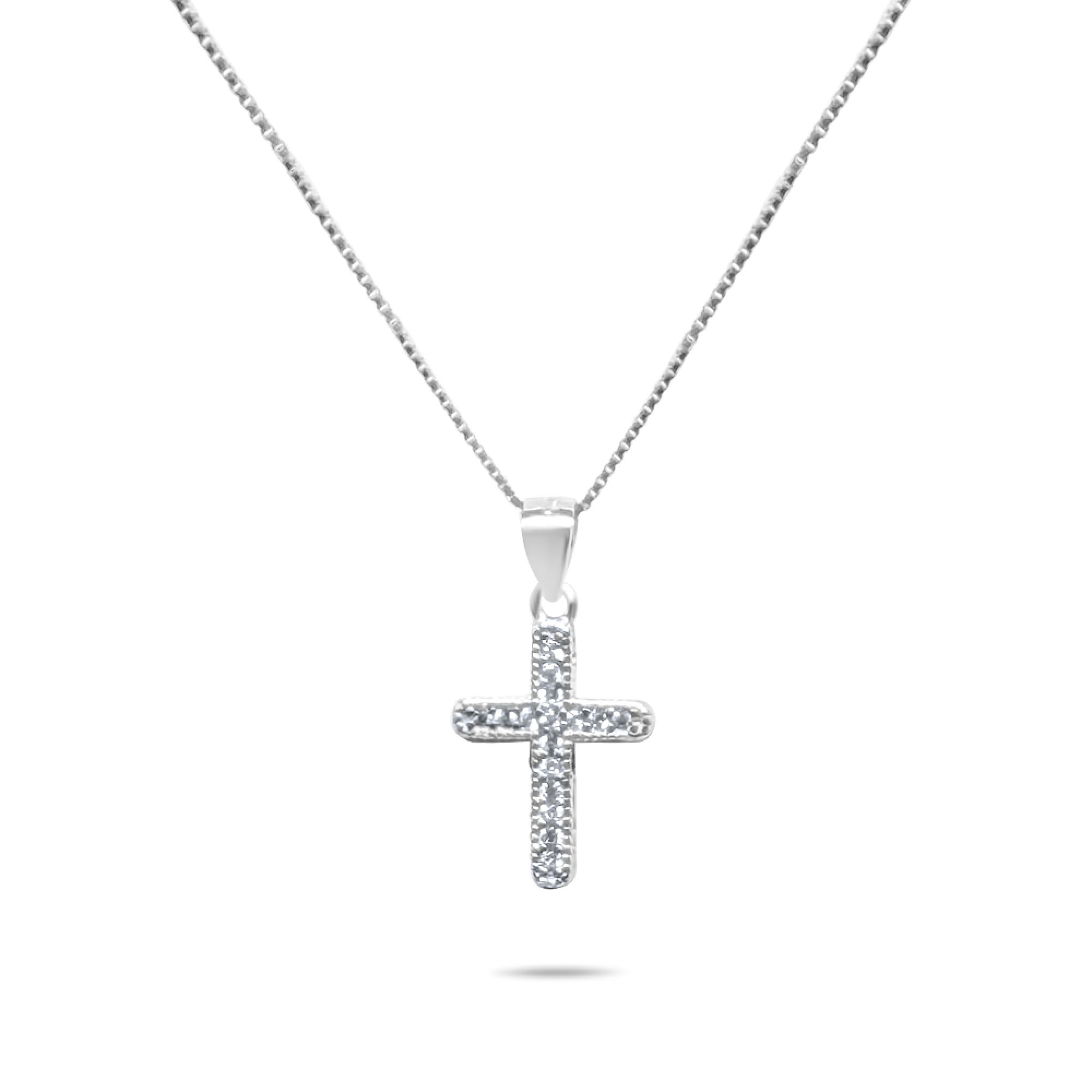 Cross necklace with zircon stones