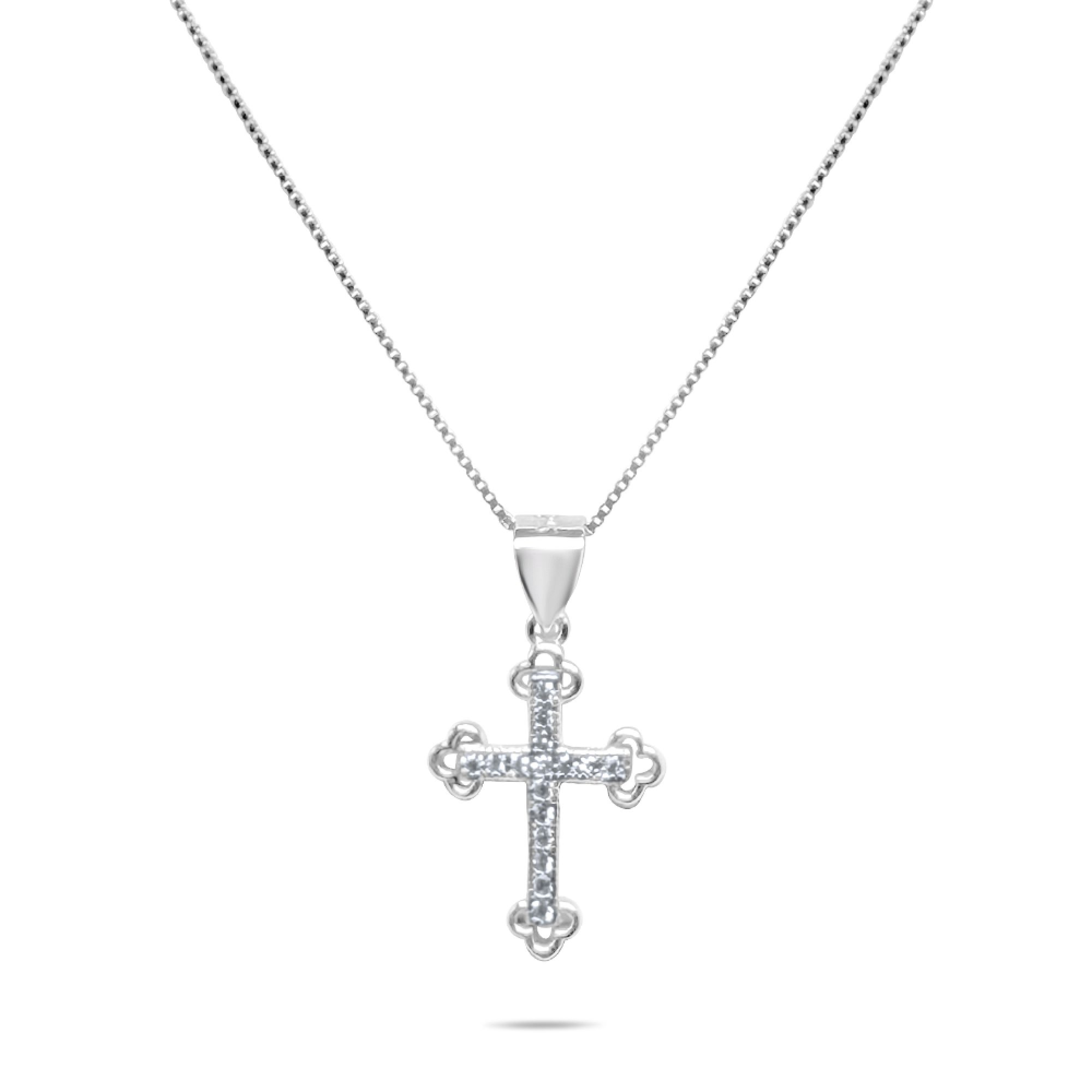 Cross necklace with zircon stones