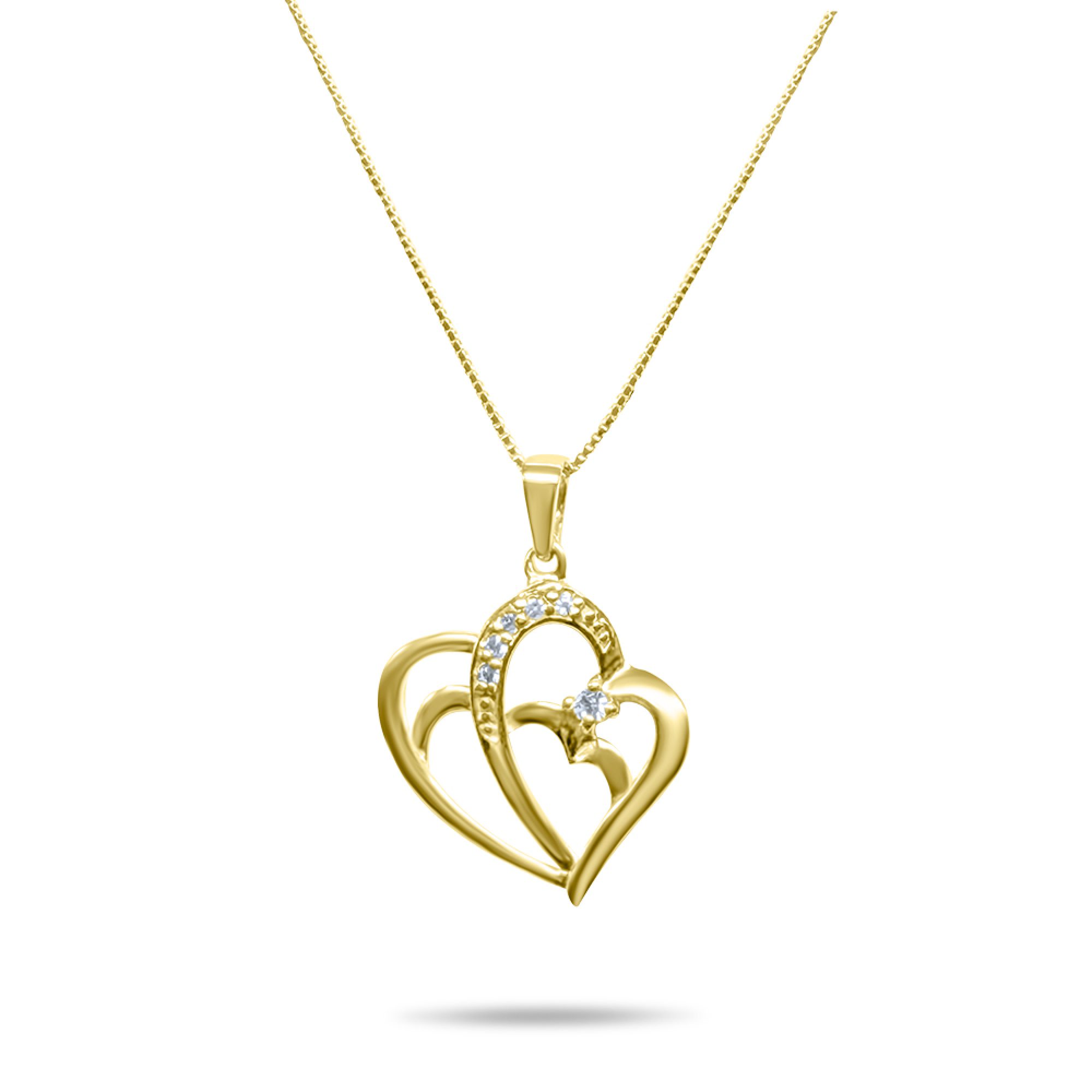 Κολιέ καρδιά με ζιργκόν πέτρες επίχρυσο