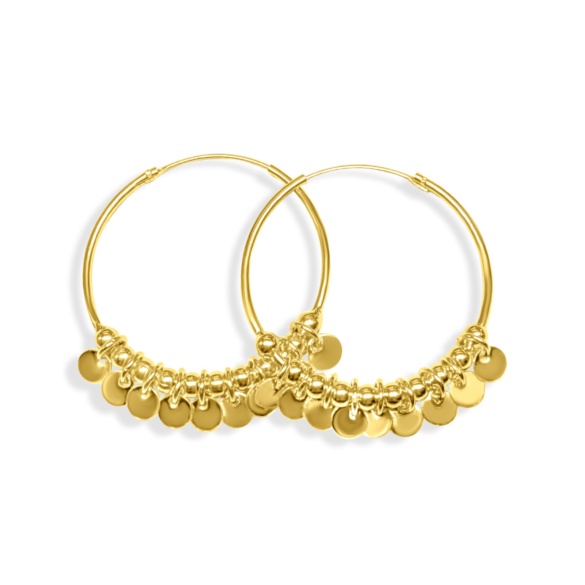 Gold plated hoops with dangles