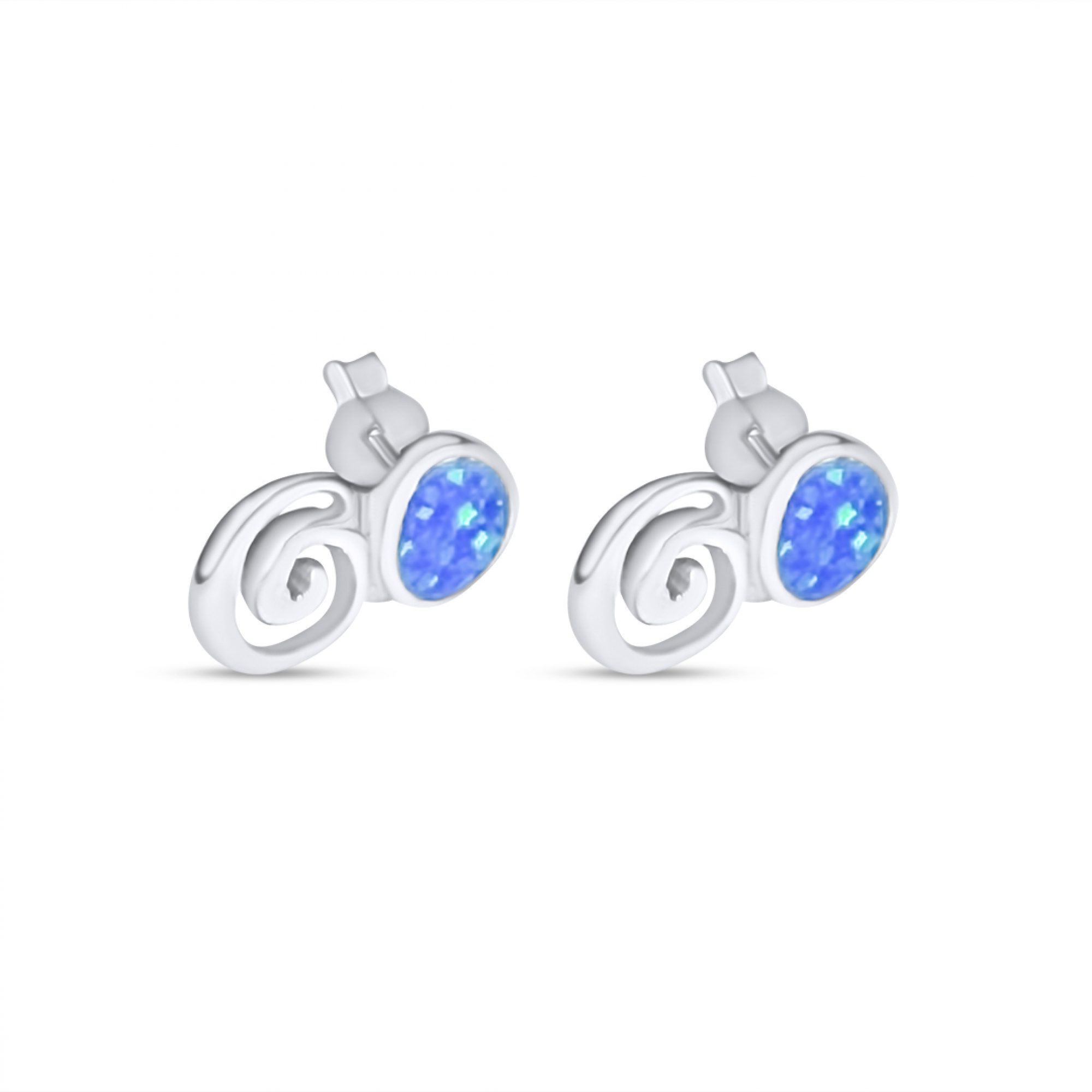 Stud meander opal earrings