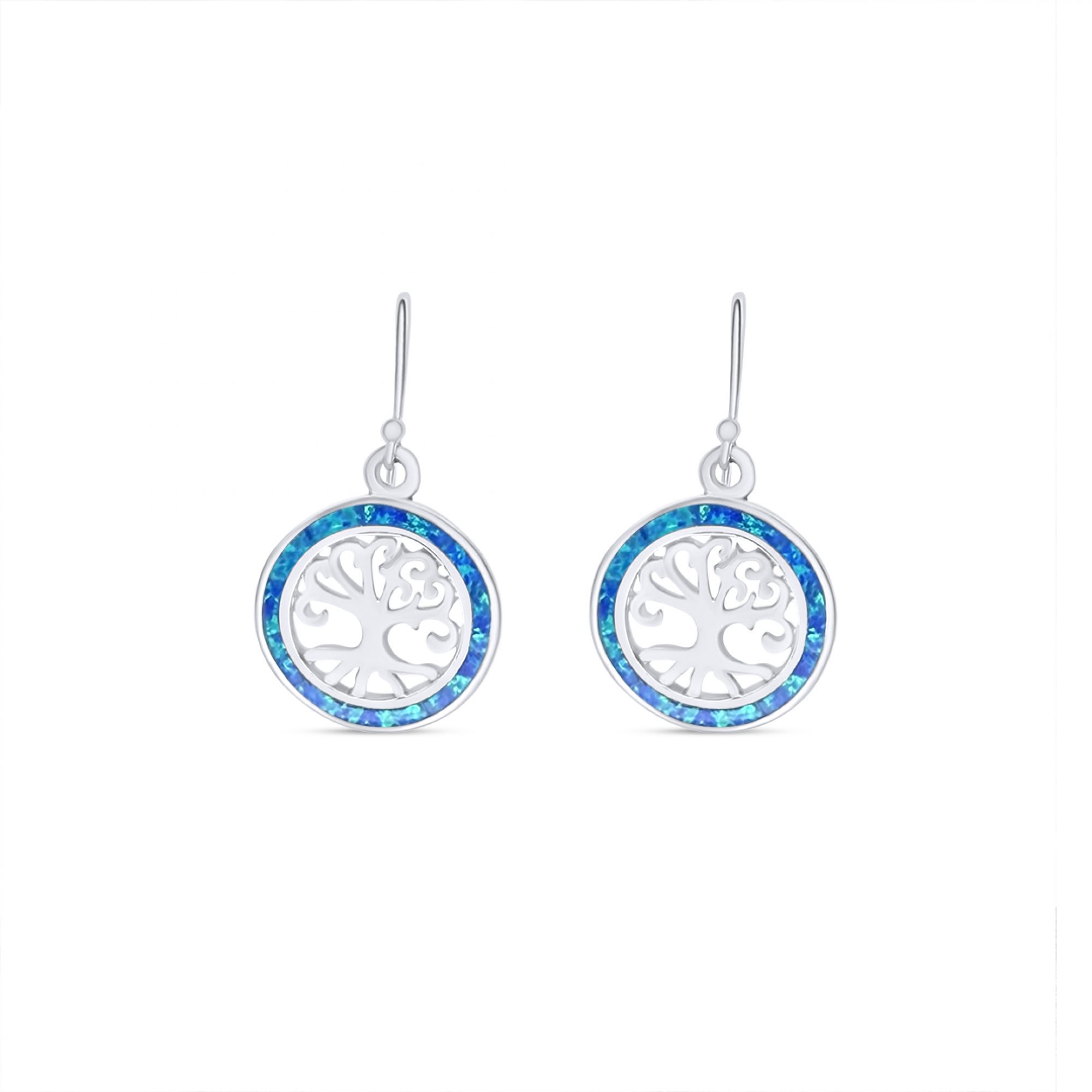 Σκουλαρίκια δέντρο της ζωής κρεμαστά με πέτρες όπαλ