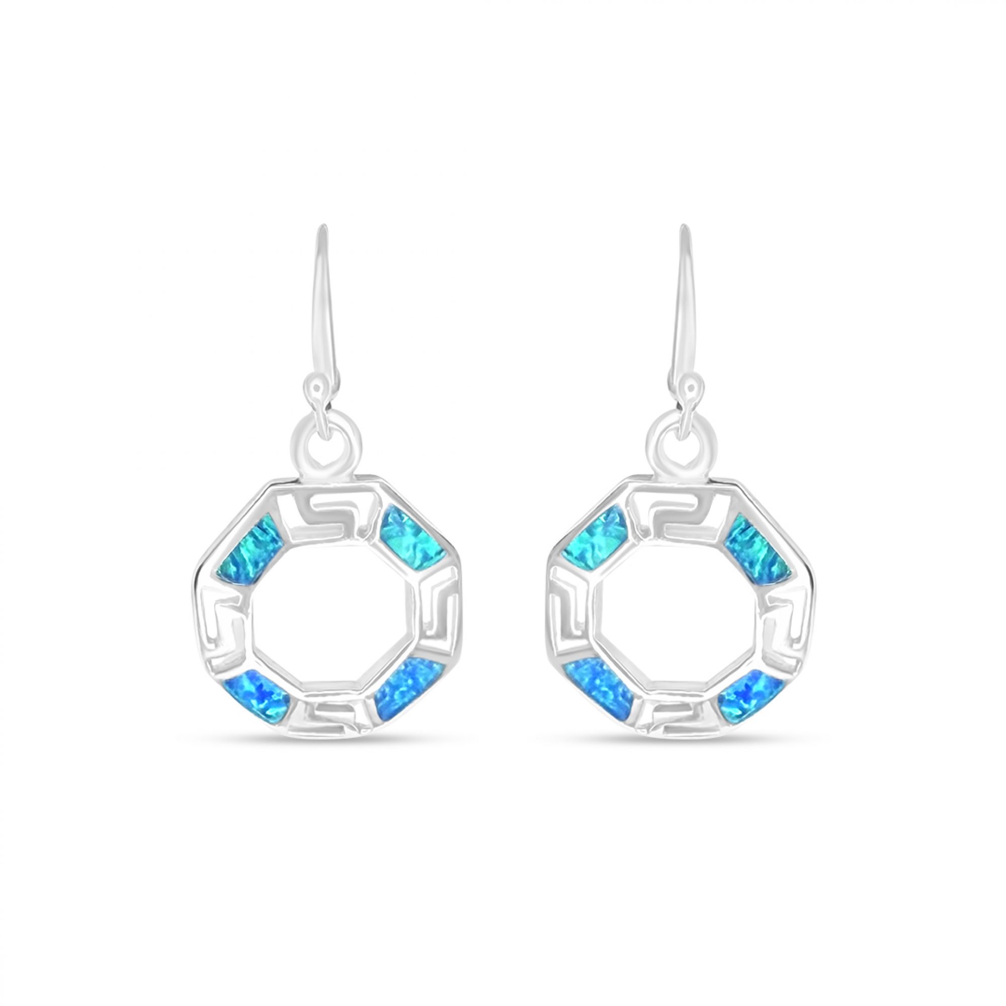 Σκουλαρίκια κρεμαστά με πέτρες όπαλ και μαίανδρο