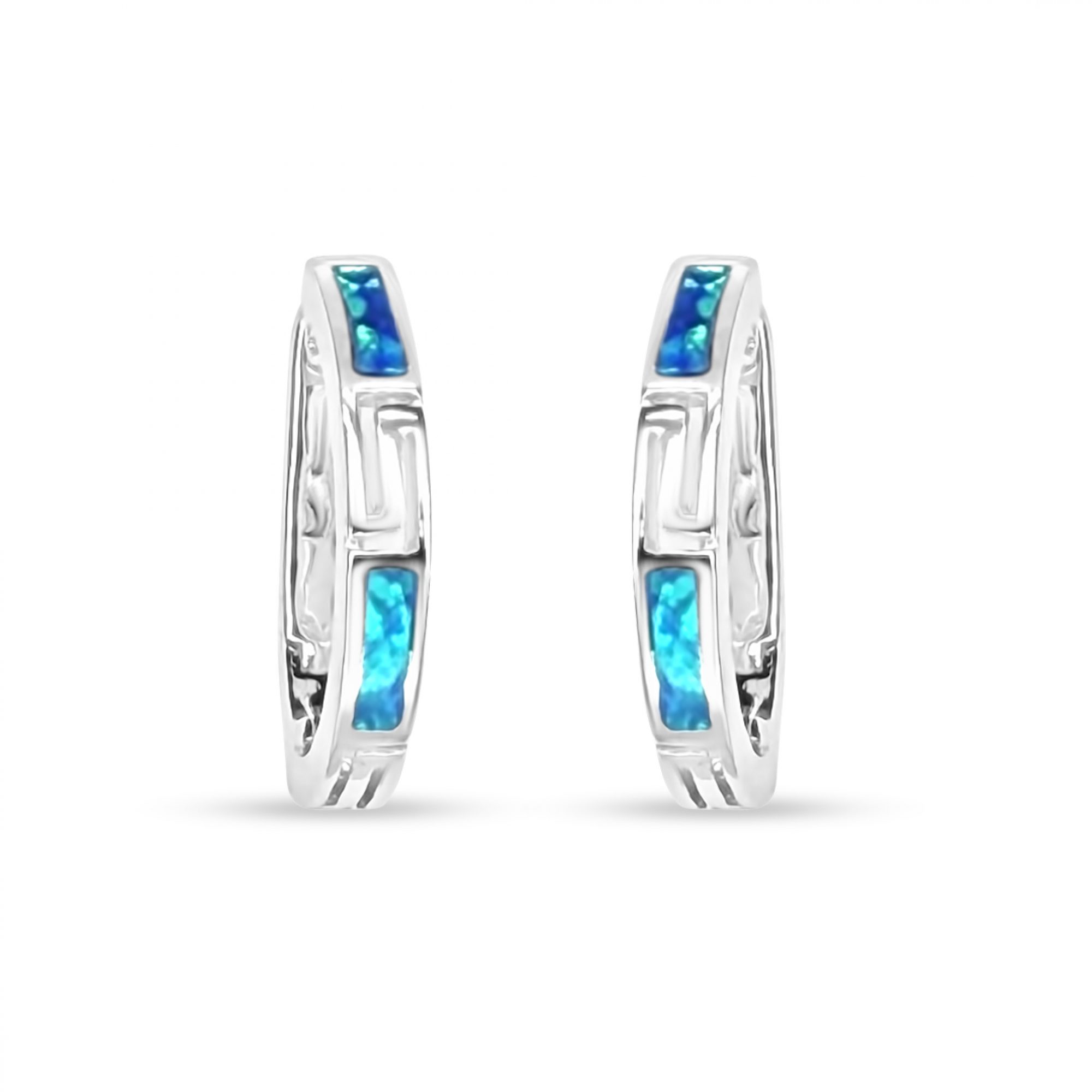 Σκουλαρίκια κρίκοι με πέτρες όπαλ και μαίανδρο