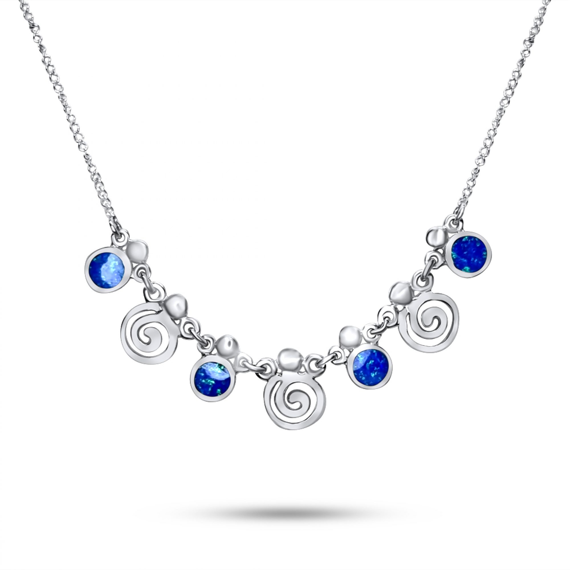 Κολιέ με κρεμαστές σπείρες και πέτρες όπαλ