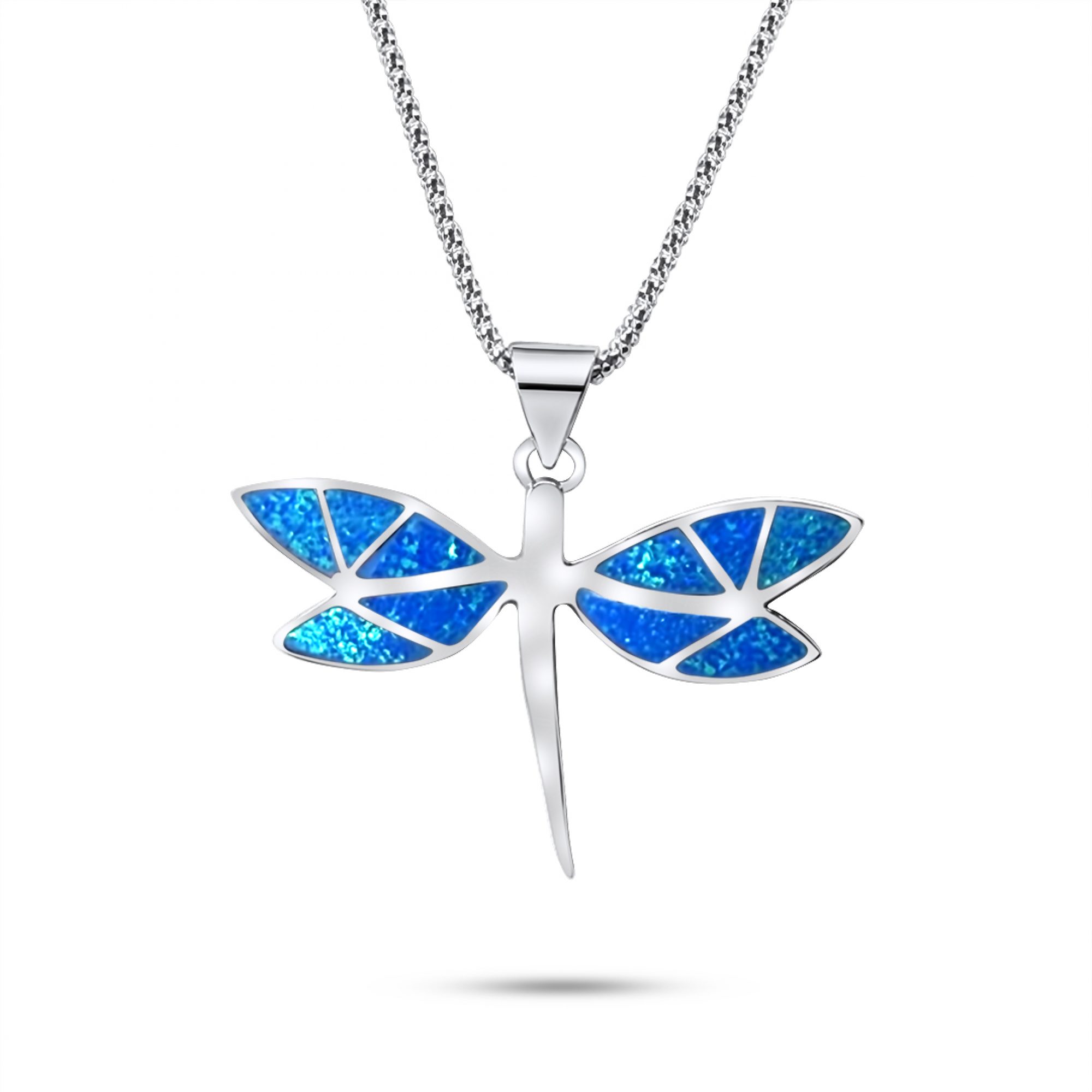 Κολιέ λιβελούλα με πέτρες όπαλ