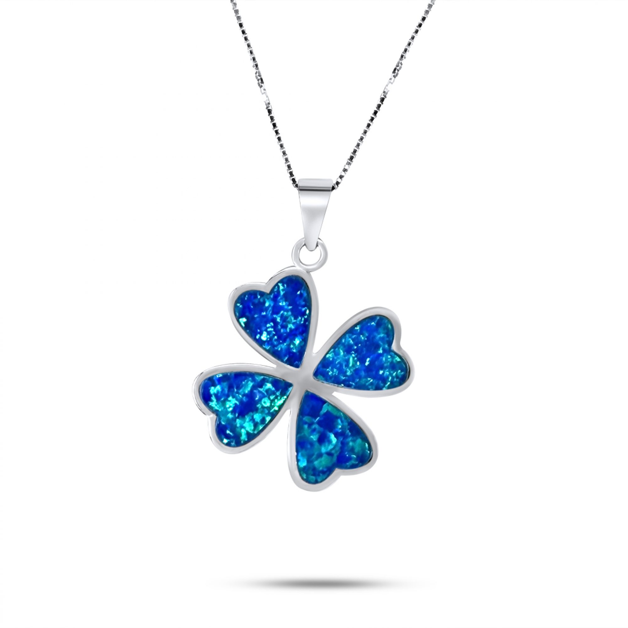 Κολιέ τετράφυλλο τριφύλλι με πέτρες όπαλ