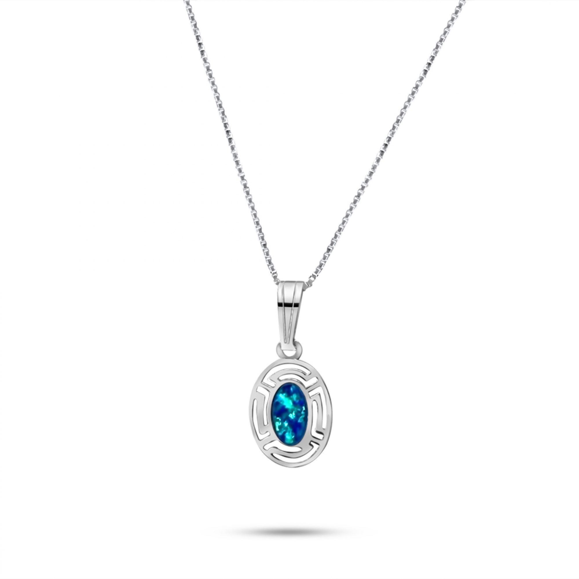 Κολιέ με πέτρα όπαλ και μαίανδρο