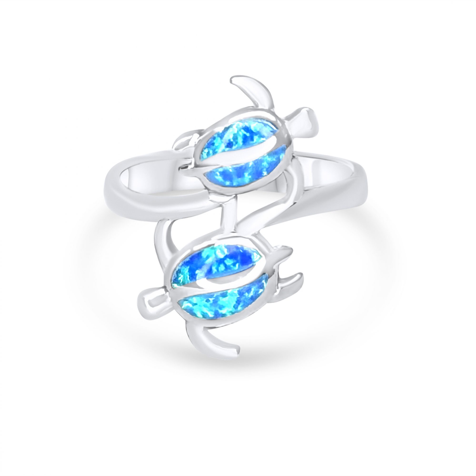 Δαχτυλίδι διπλή χελώνα με πέτρες όπαλ