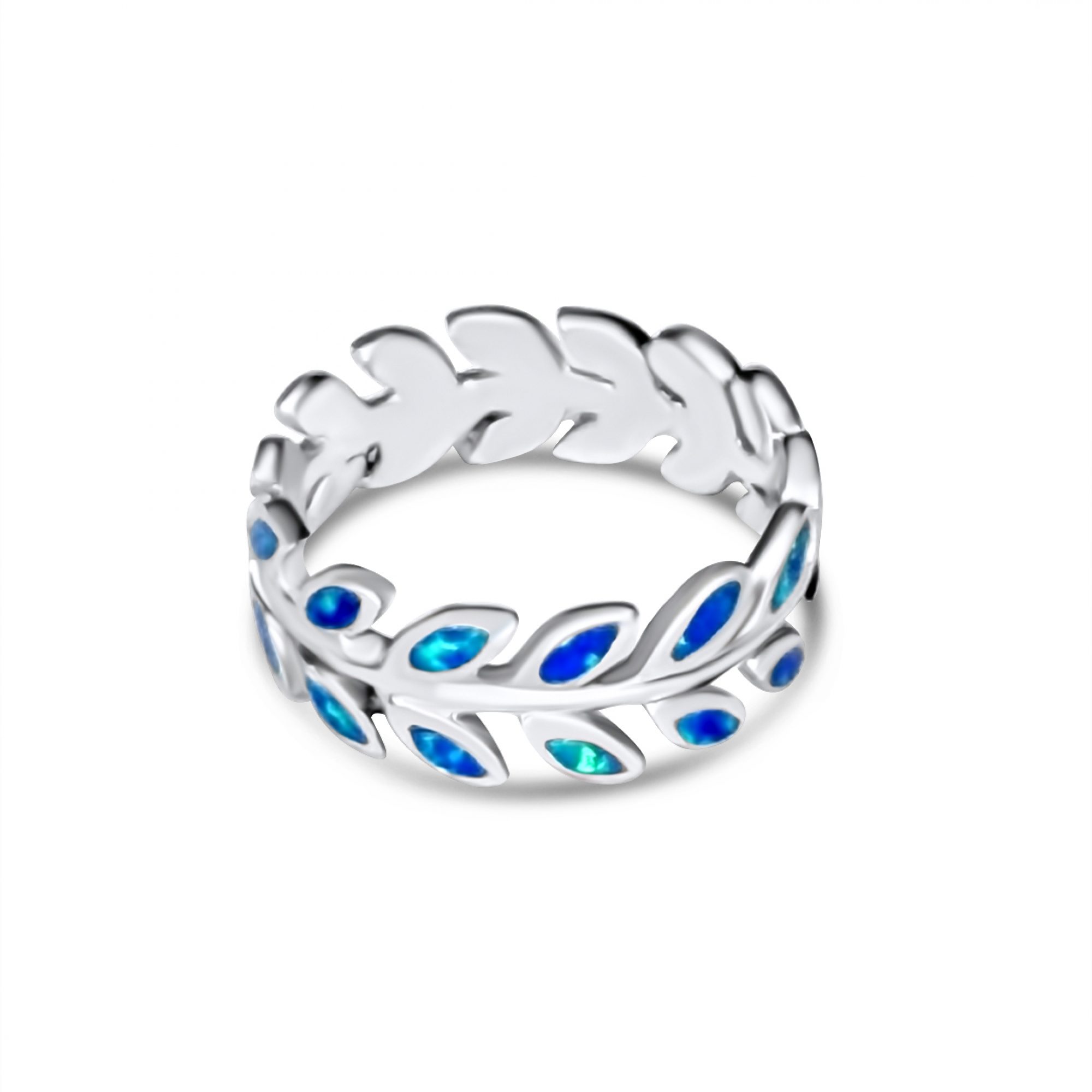 Δαχτυλίδι κλαδί ελιάς με πέτρες όπαλ