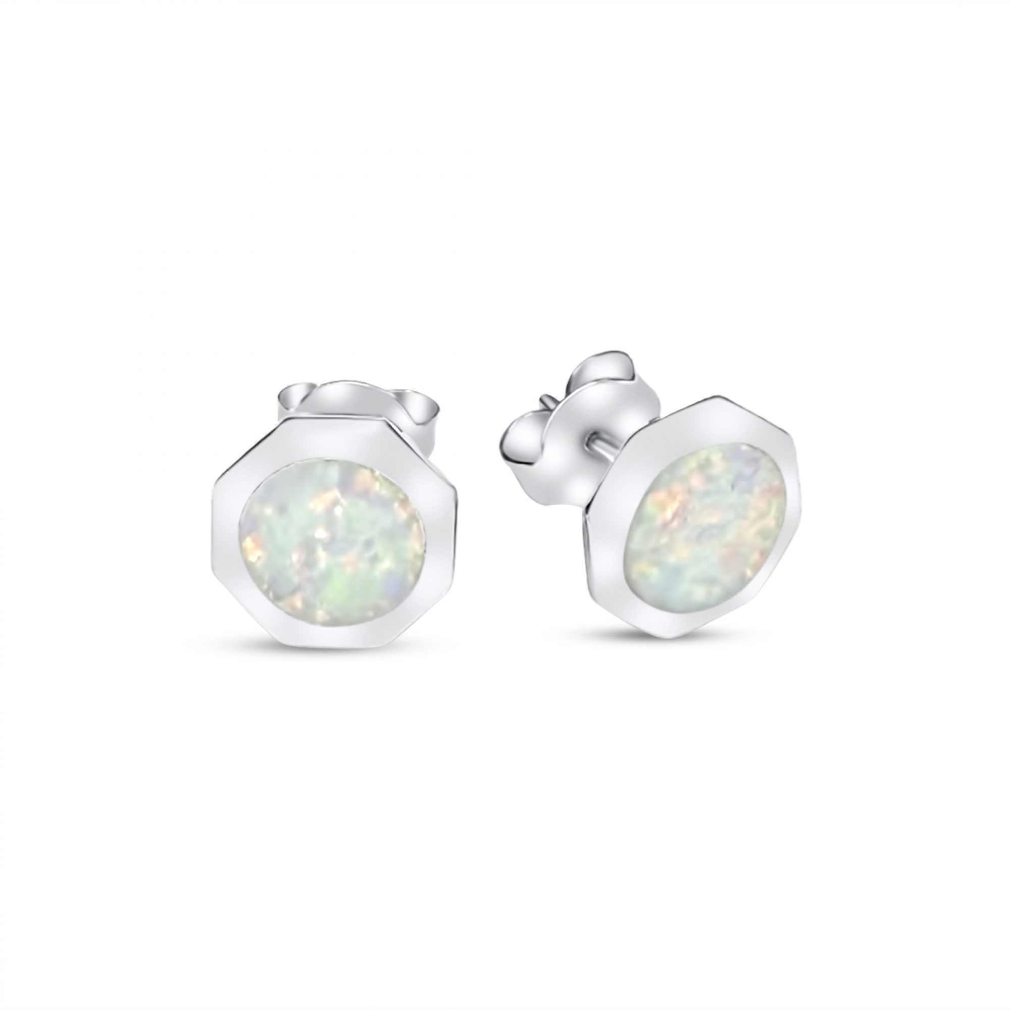 Stud earrings with white opal