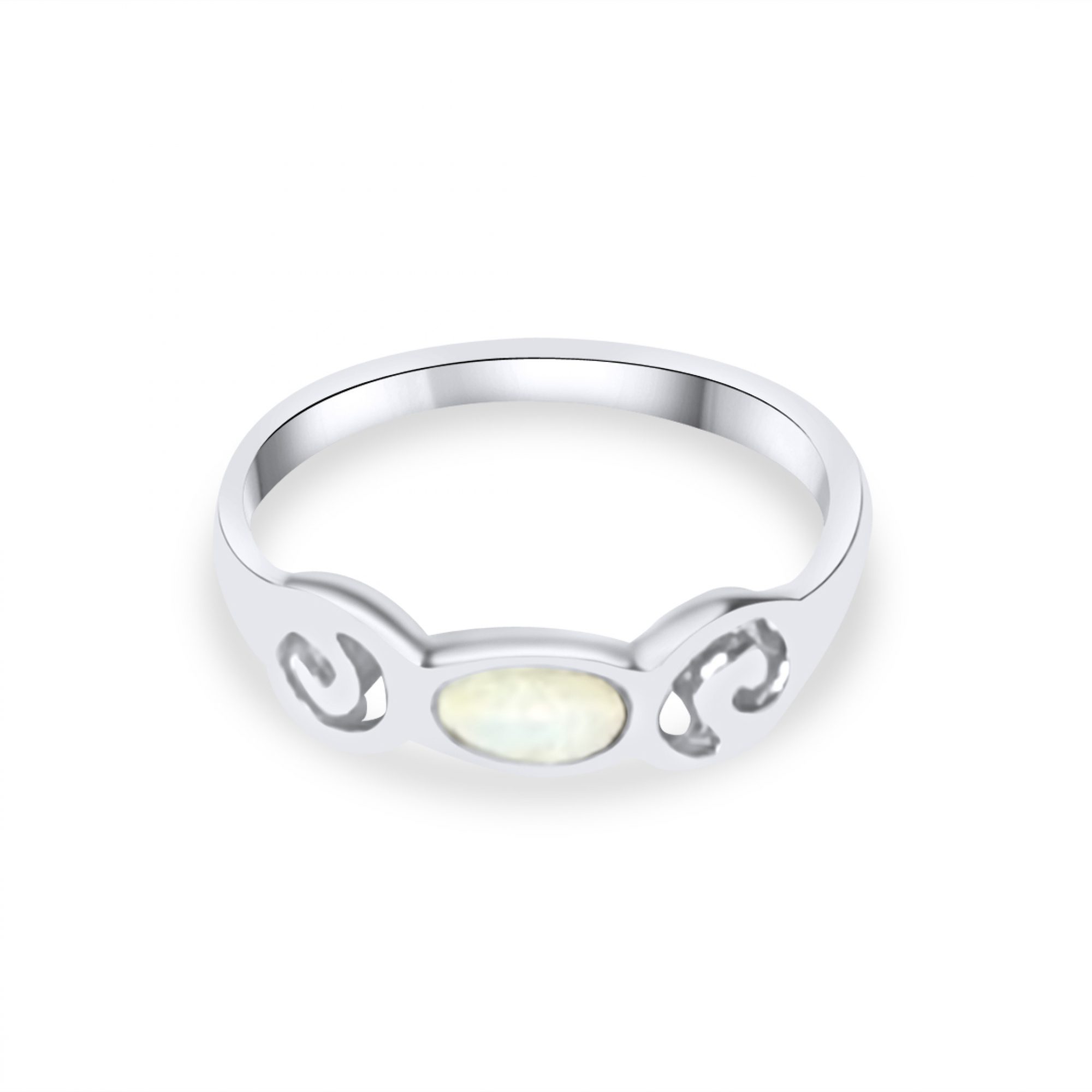 Δαχτυλίδι με λευκό όπαλ και μαίανδρο
