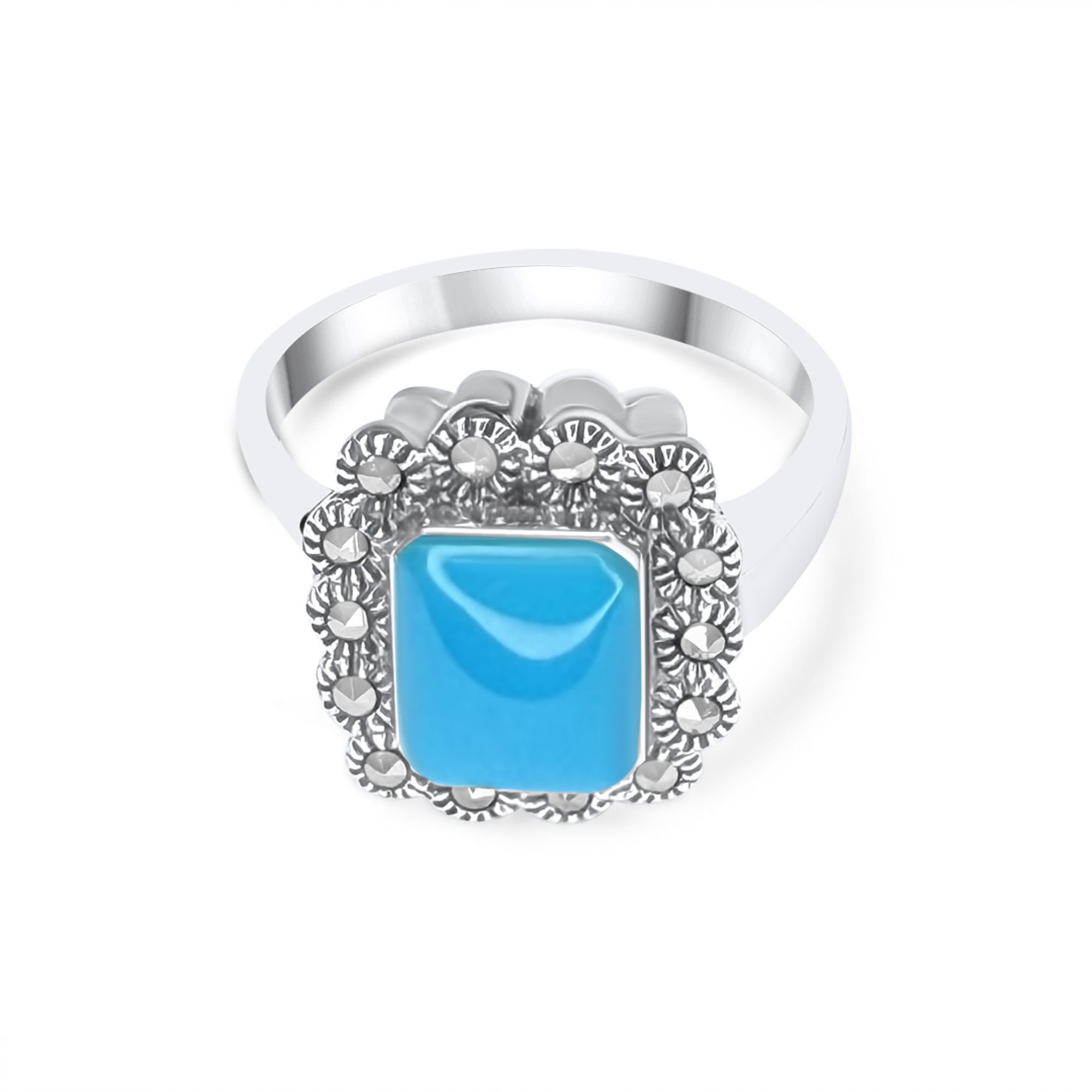 Δαχτυλίδι με πέτρα τιρκουάζ και μαρκασίτες