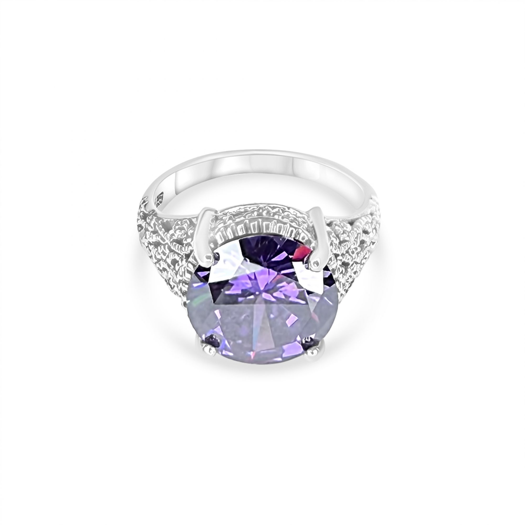 Ring with amethyst stone and marcasites