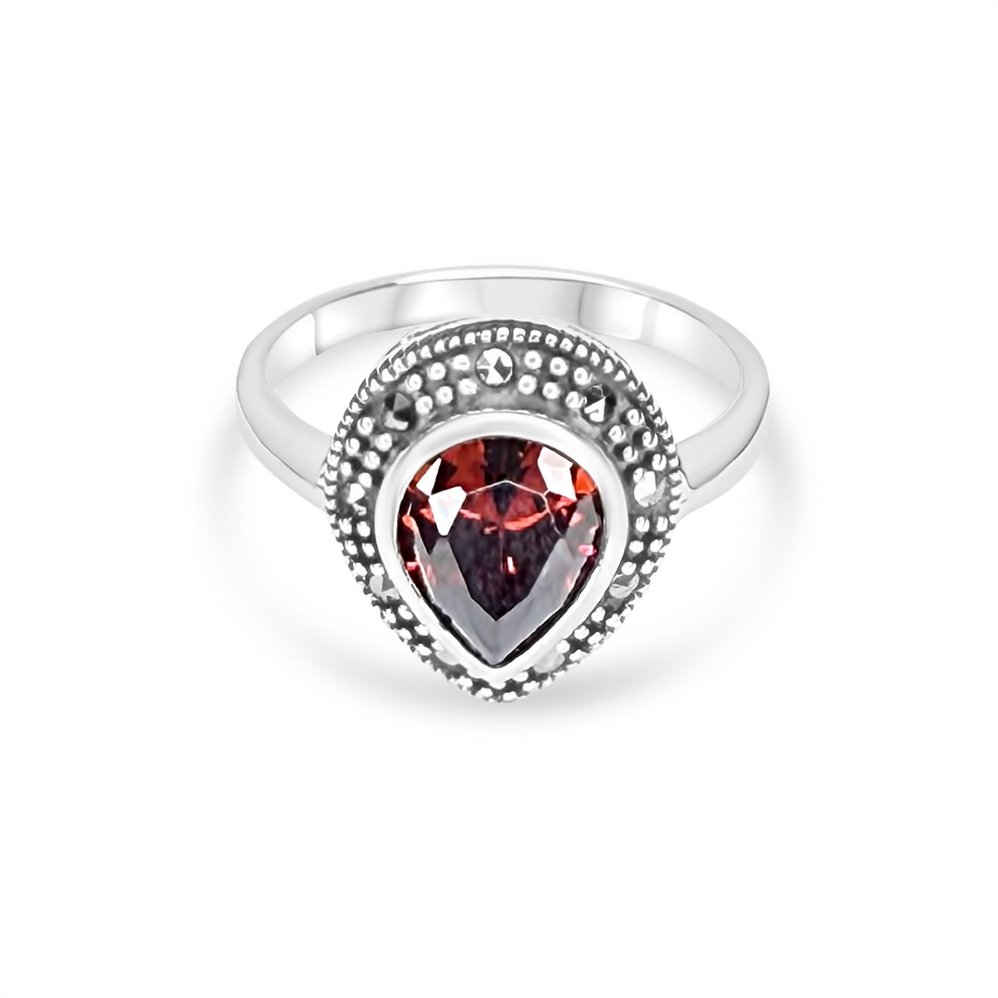 Δαχτυλίδι με πέτρα γρανάδα και μαρκασίτες