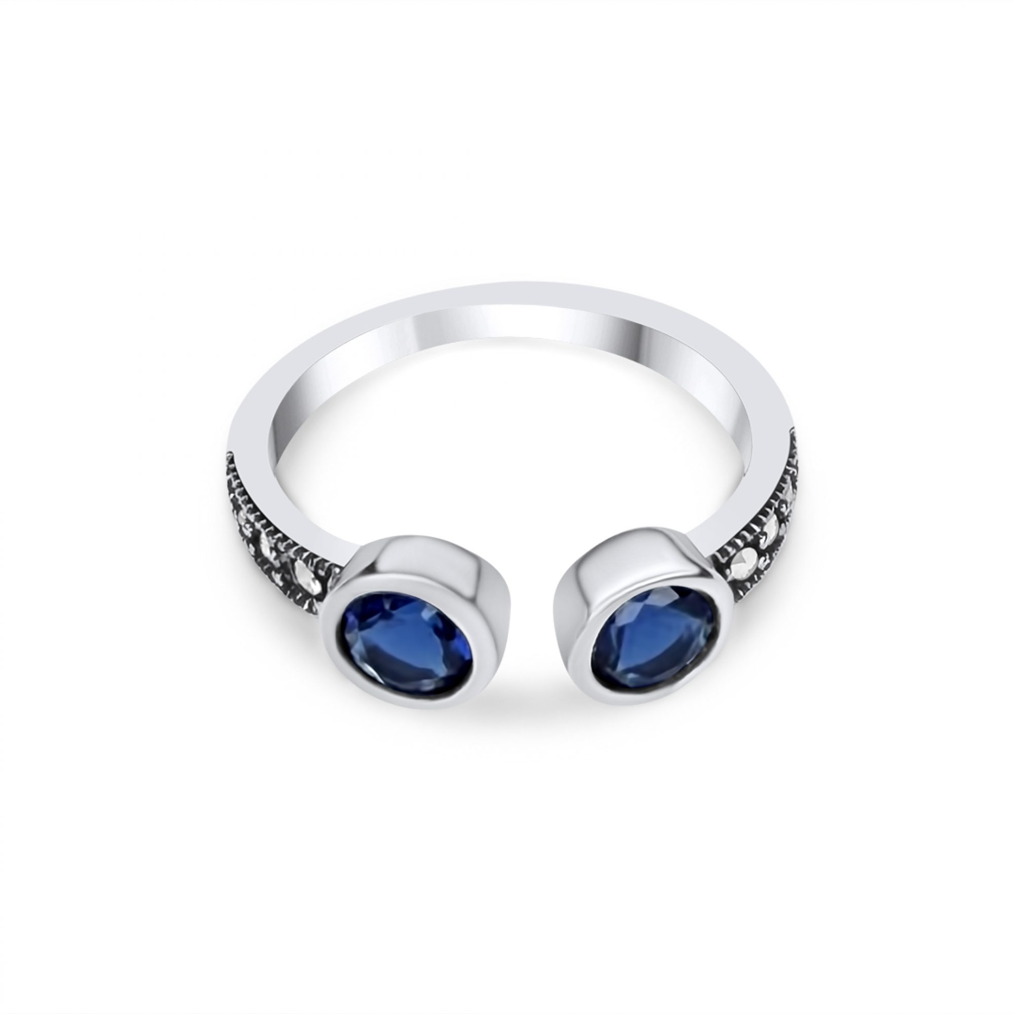 Δαχτυλίδι με πέτρες ζαφείρι και μαρκασίτες