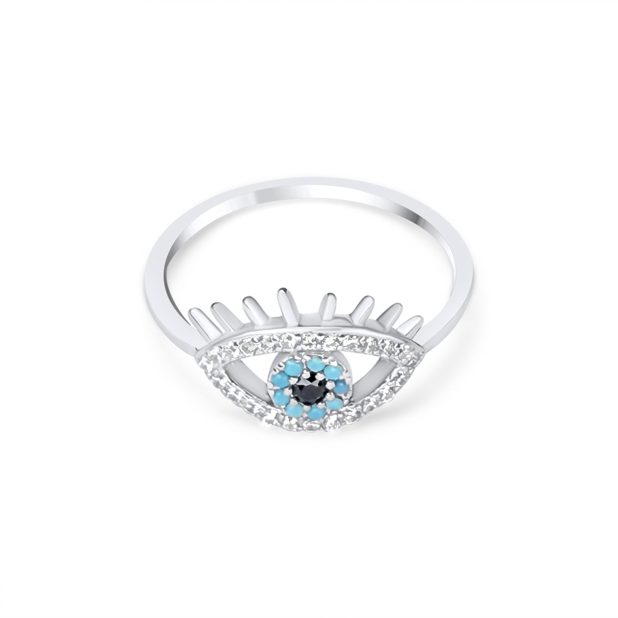 Δαχτυλίδι μάτι με πέτρες ζιργκόν και τιρκουάζ