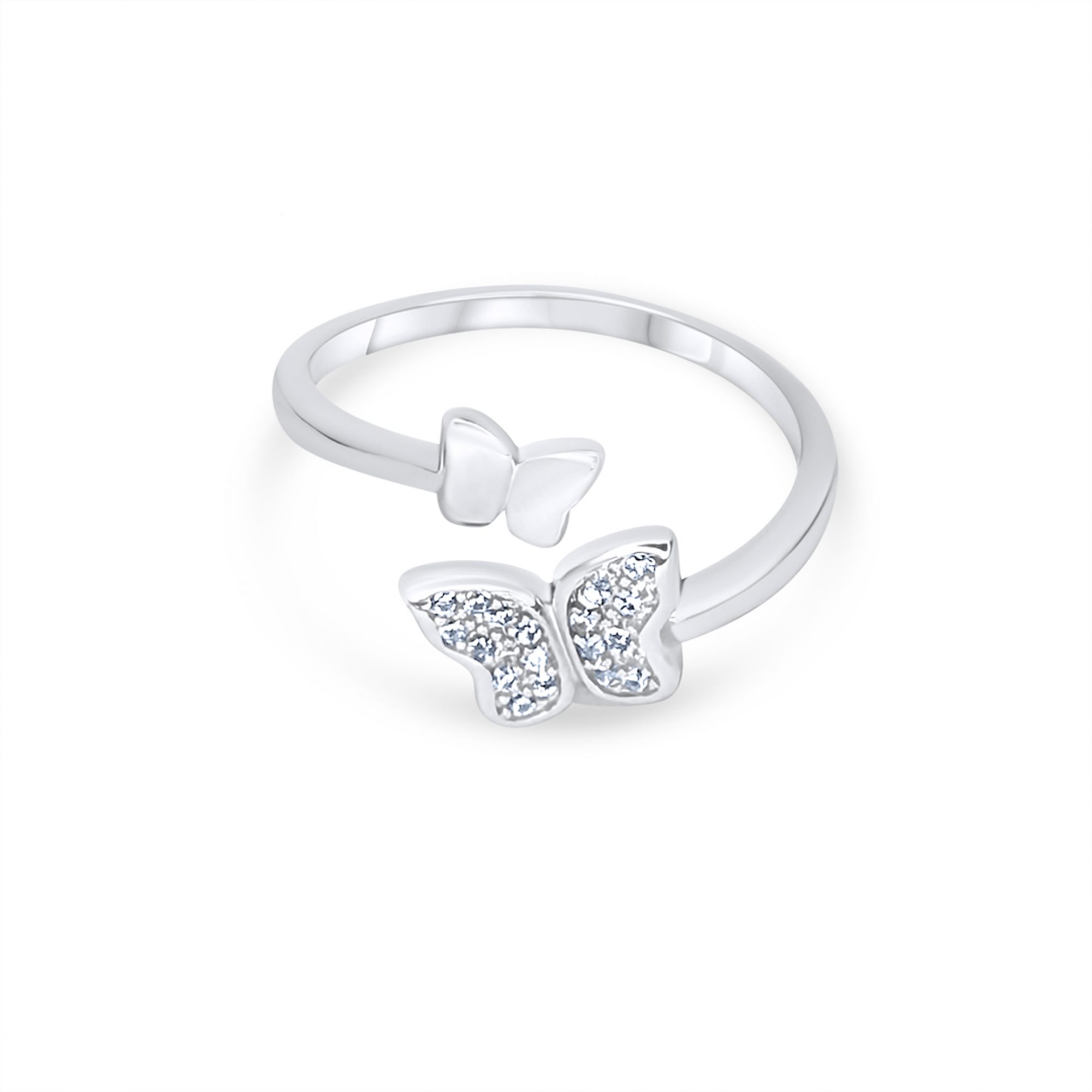 Δαχτυλίδι πεταλούδες με πέτρες ζιργκόν