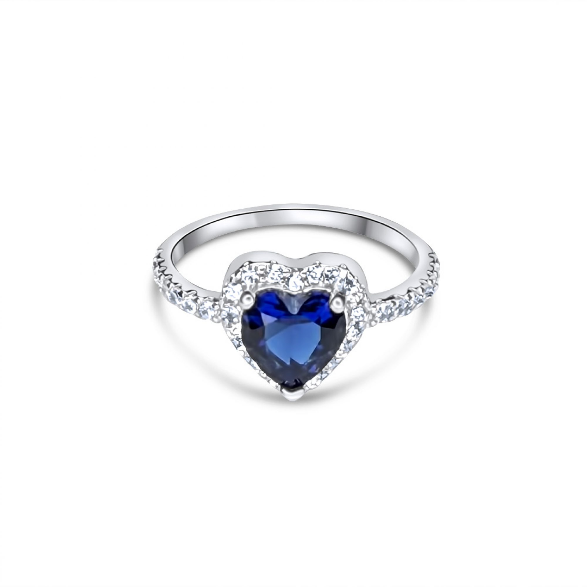 Ring with sapphire and zircon stones
