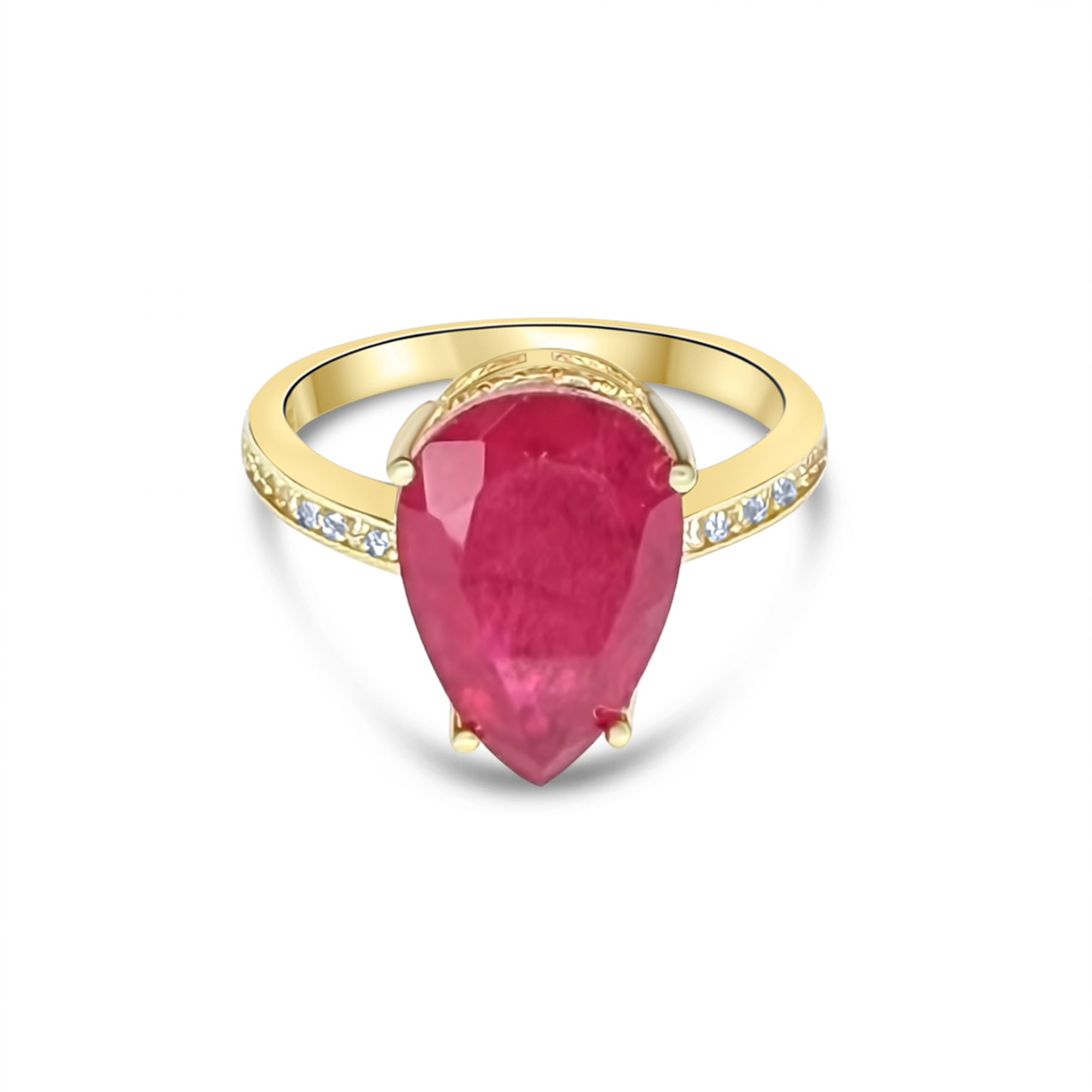 Gold plated ring with ruby and zircon stones