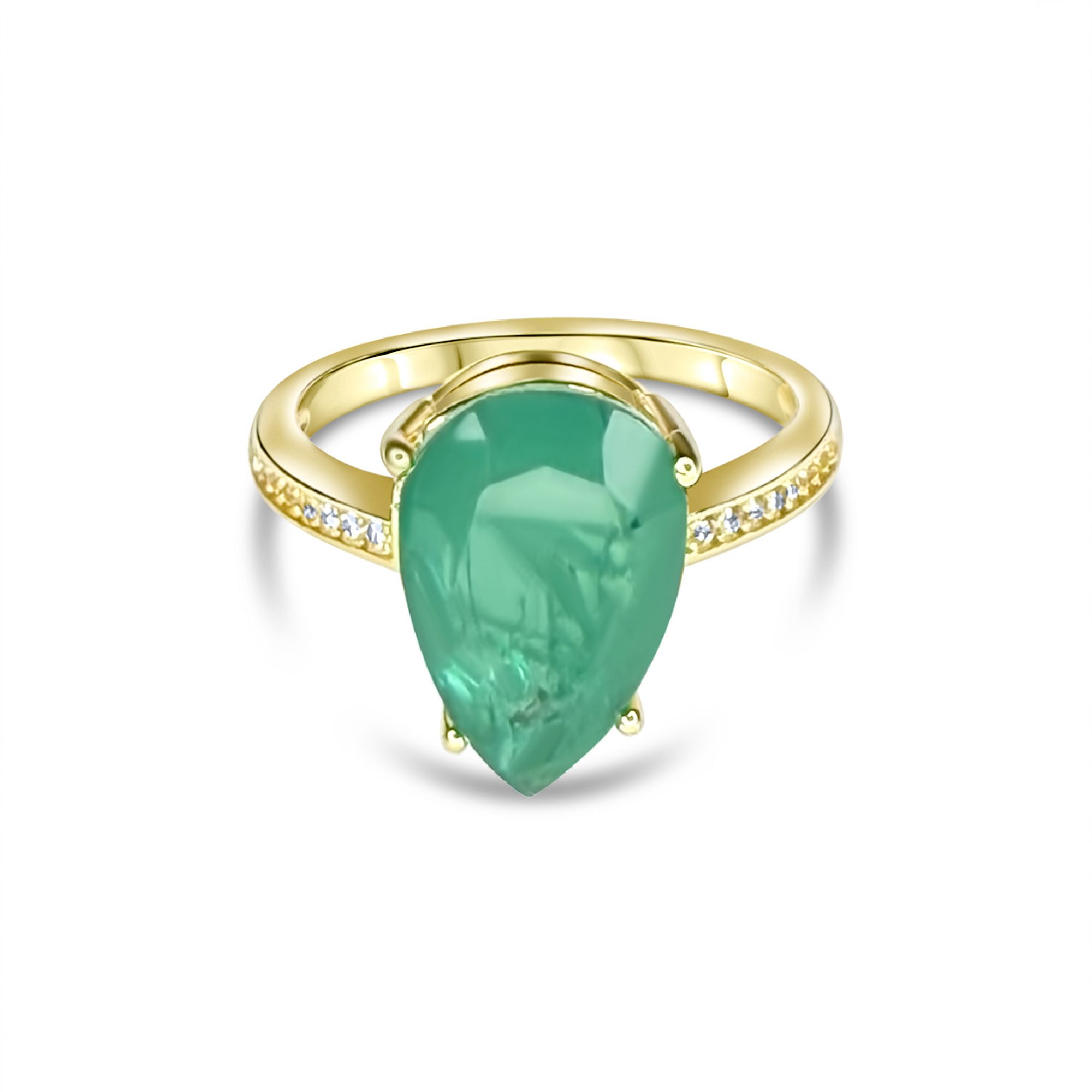 Επίχρυσο δαχτυλίδι με πέτρες ζιργκόν και σμαράγδι