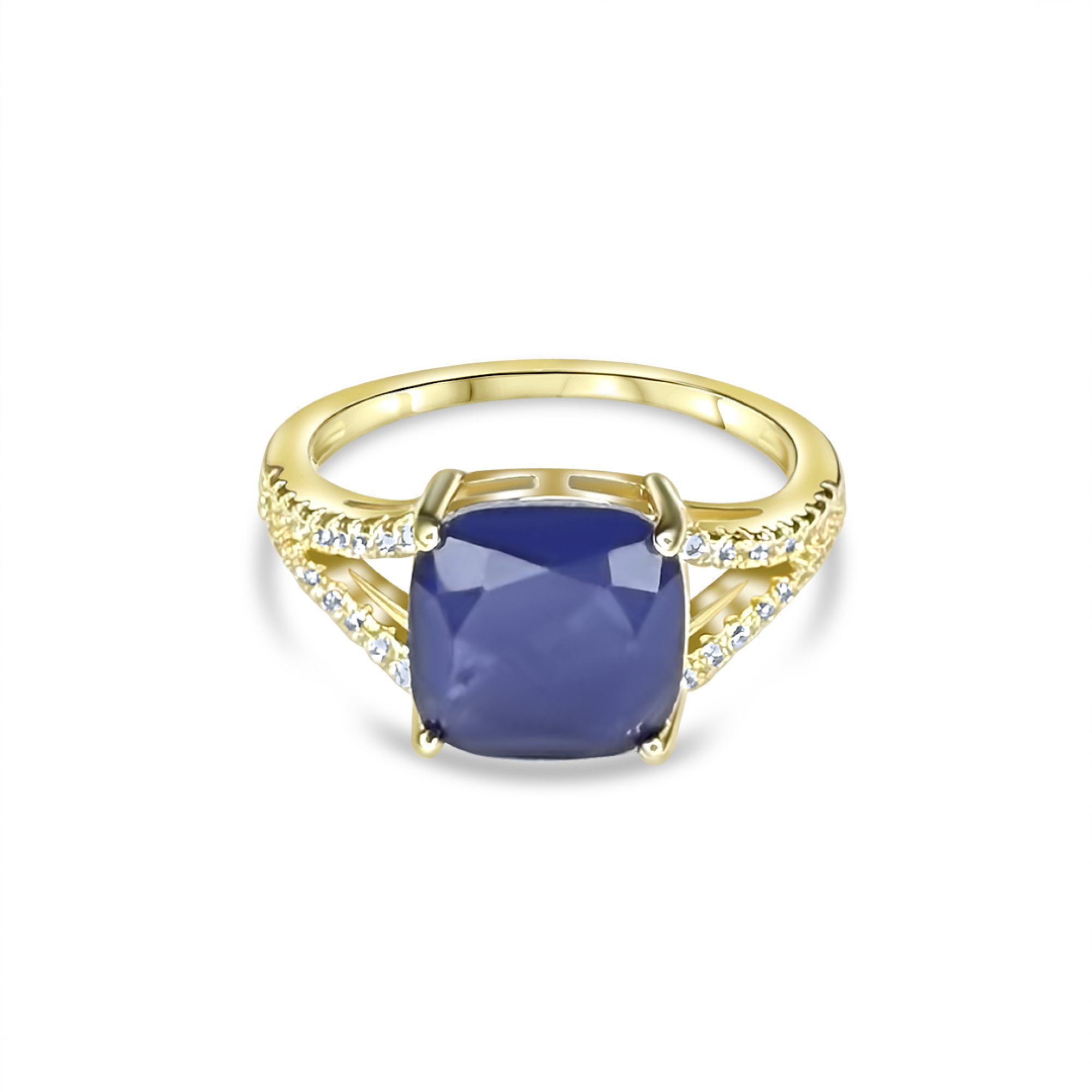 Επίχρυσο δαχτυλίδι με πέτρες ζιργκόν και ζαφείρι