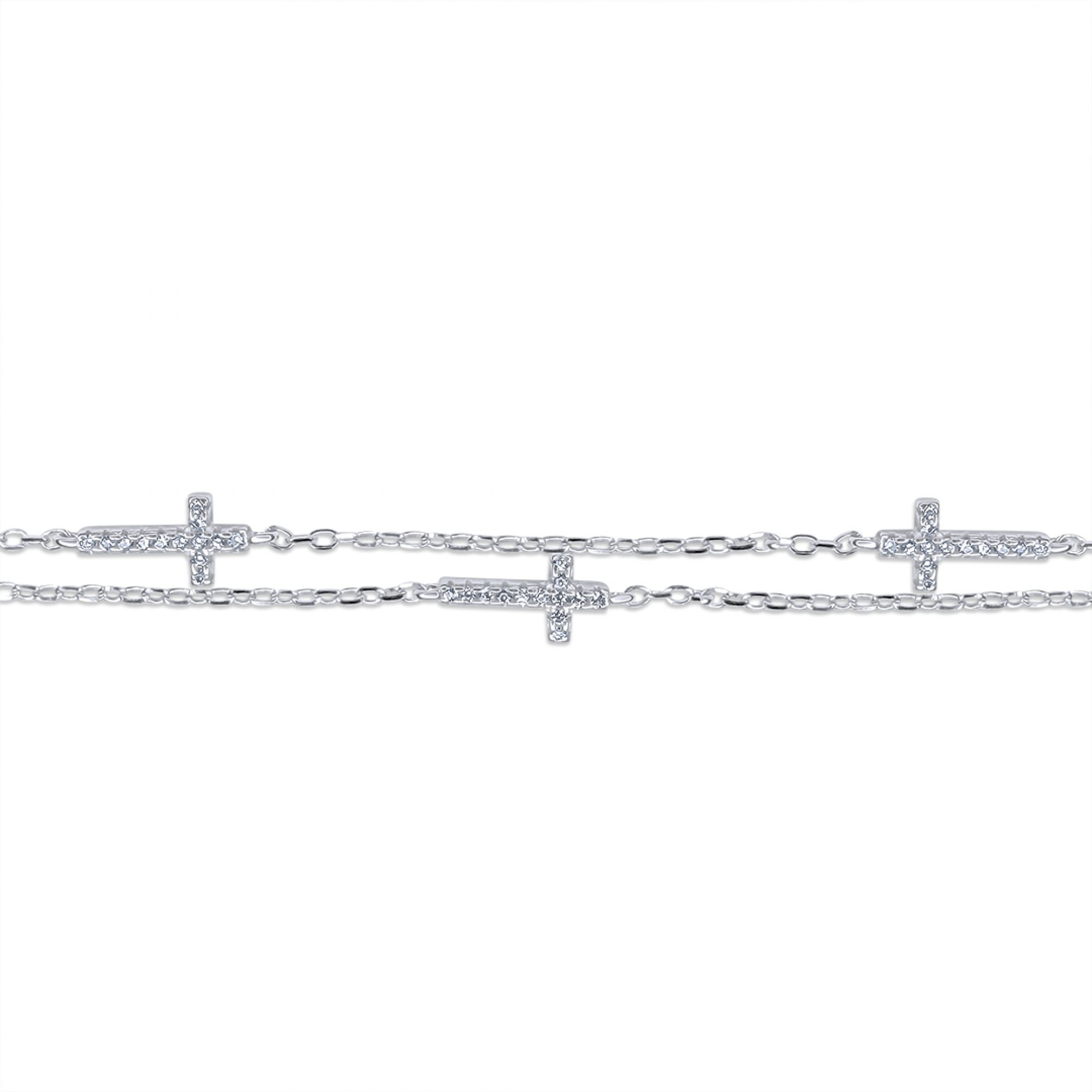 Διπλό βραχιόλι σταυροί με πέτρες ζιργκόν