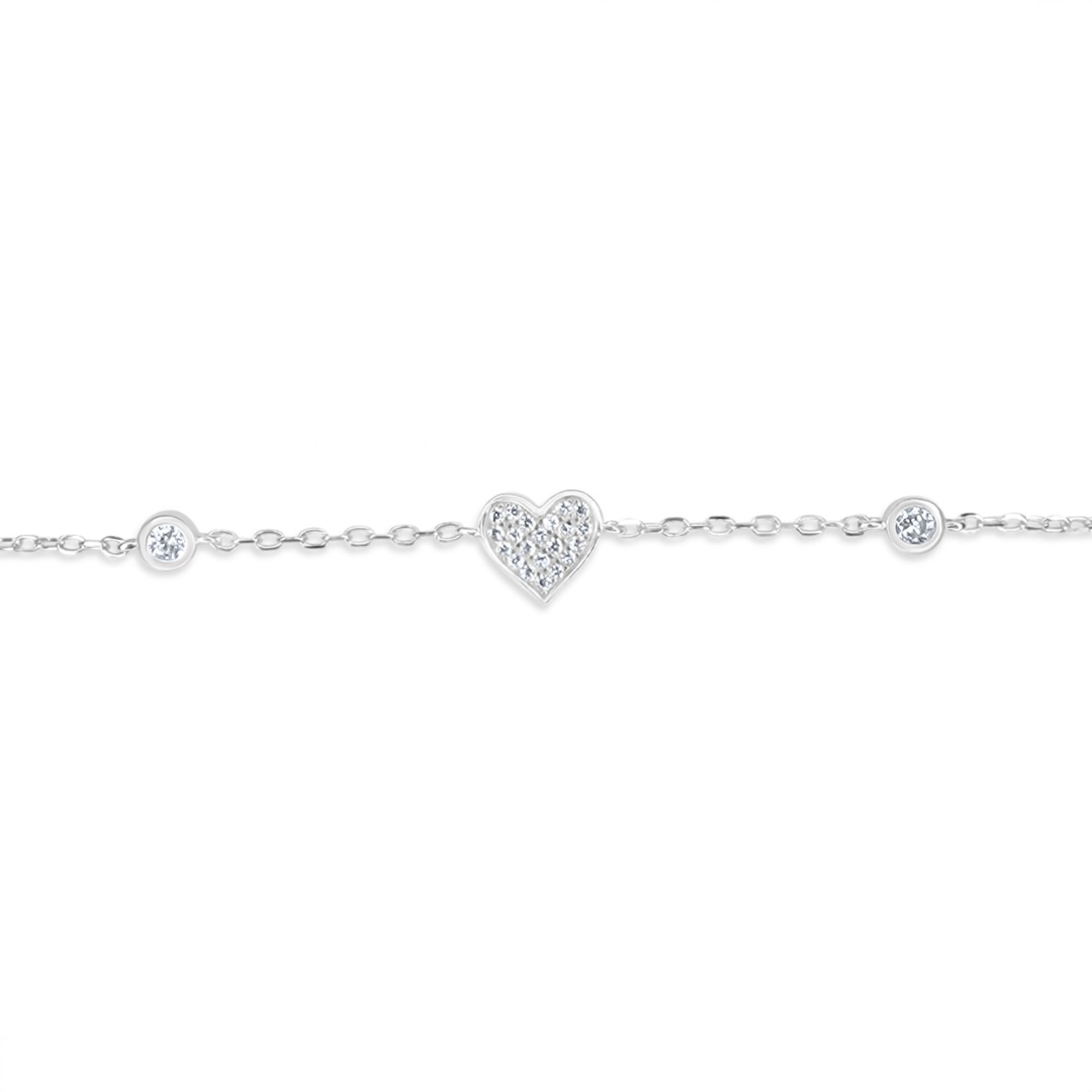 Heart bracelet with zircon stones