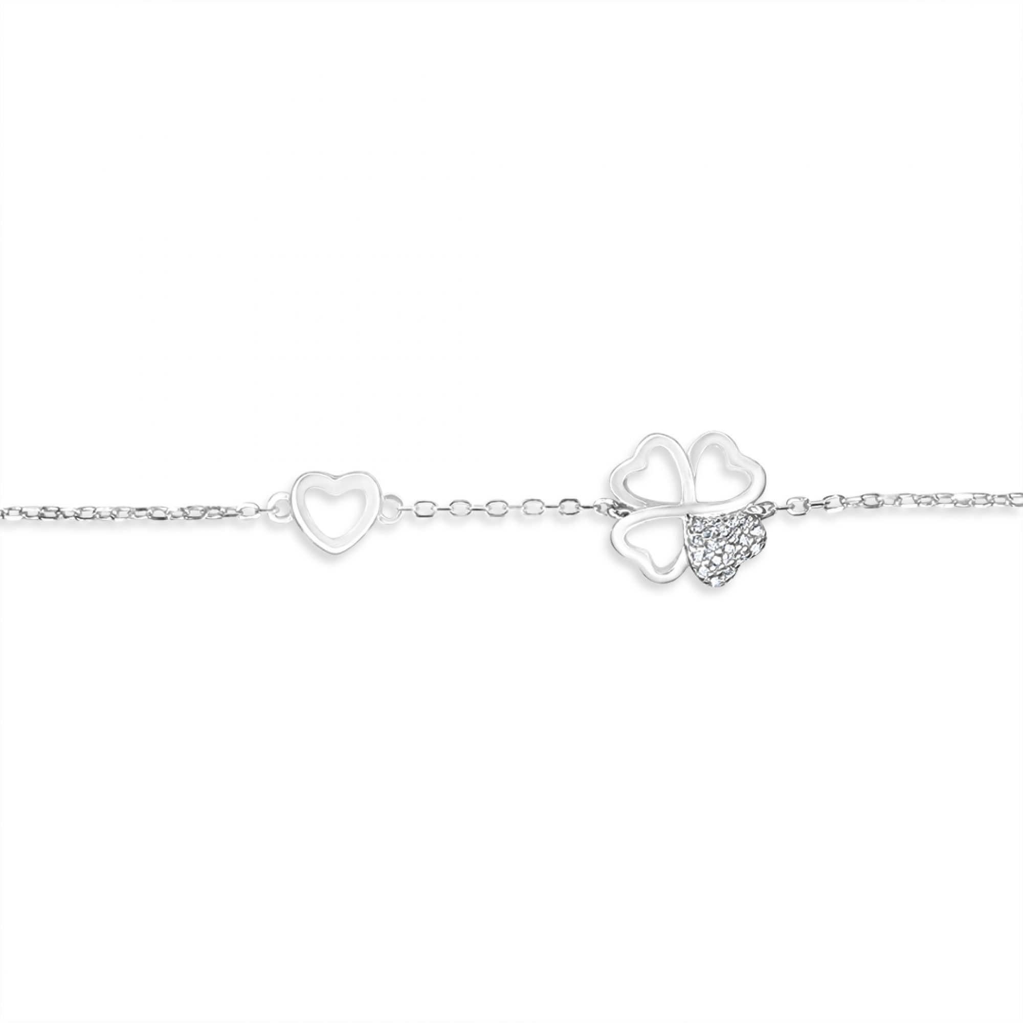 Four leaf clover bracelet with zircon stones
