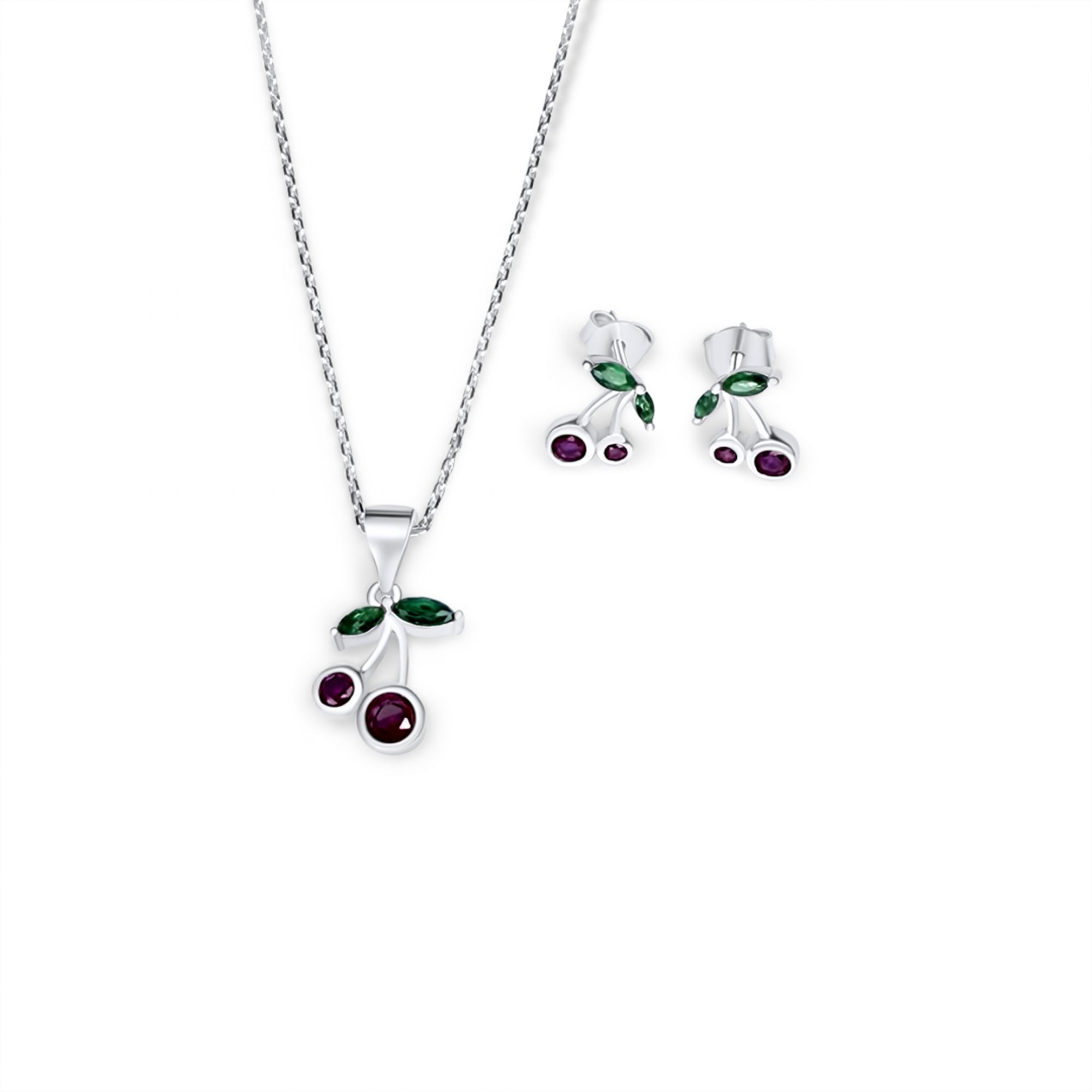 Σετ κολιέ και σκουλαρίκια καρφωτά με πέτρες ζιργκόν