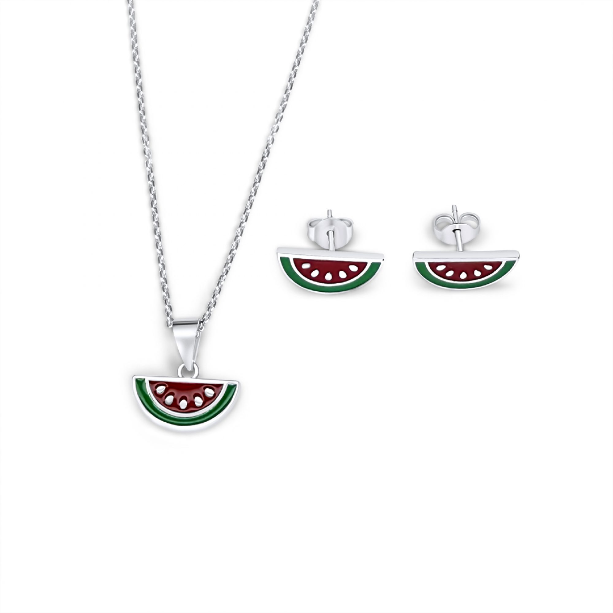 Σετ κολιέ και σκουλαρίκια καρφωτά με σμάλτο