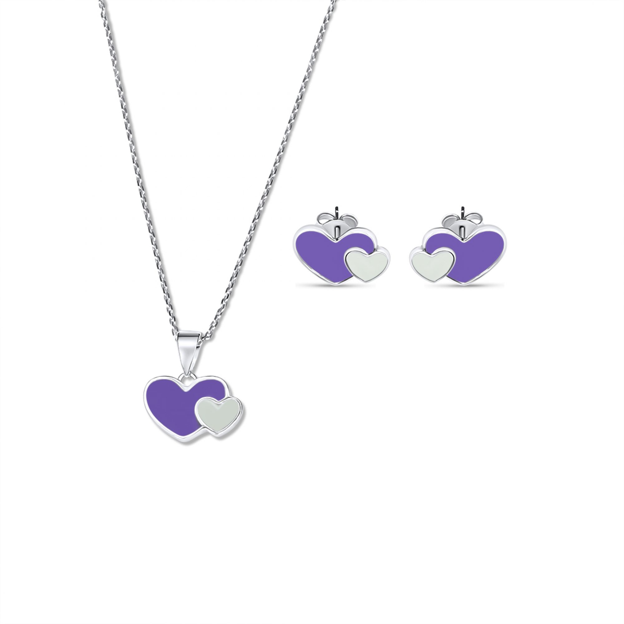 Σετ κολιέ και σκουλαρίκια καρφωτά με σμάλτο