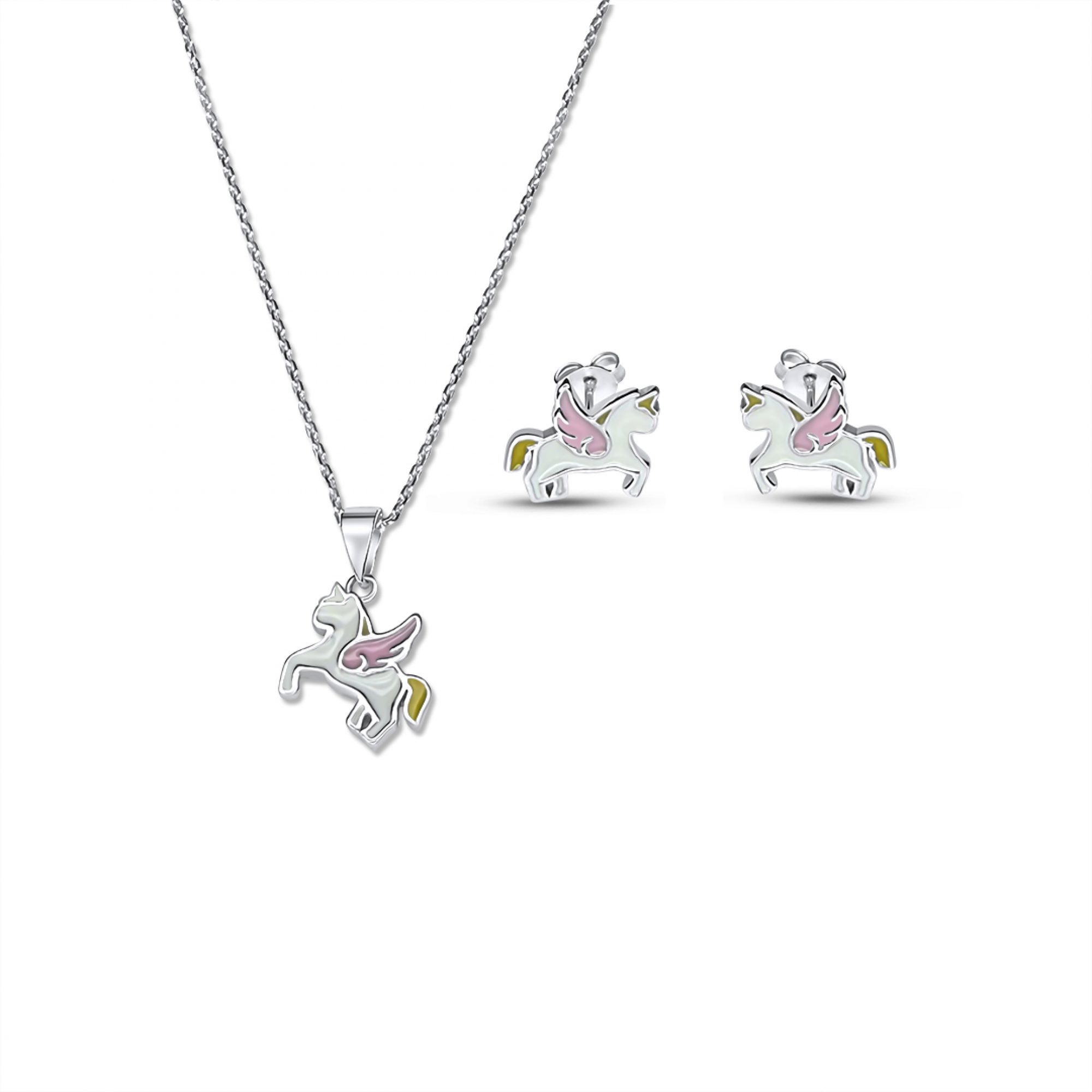 Σετ κολιέ και σκουλαρίκια καρφωτά με σμάλτο