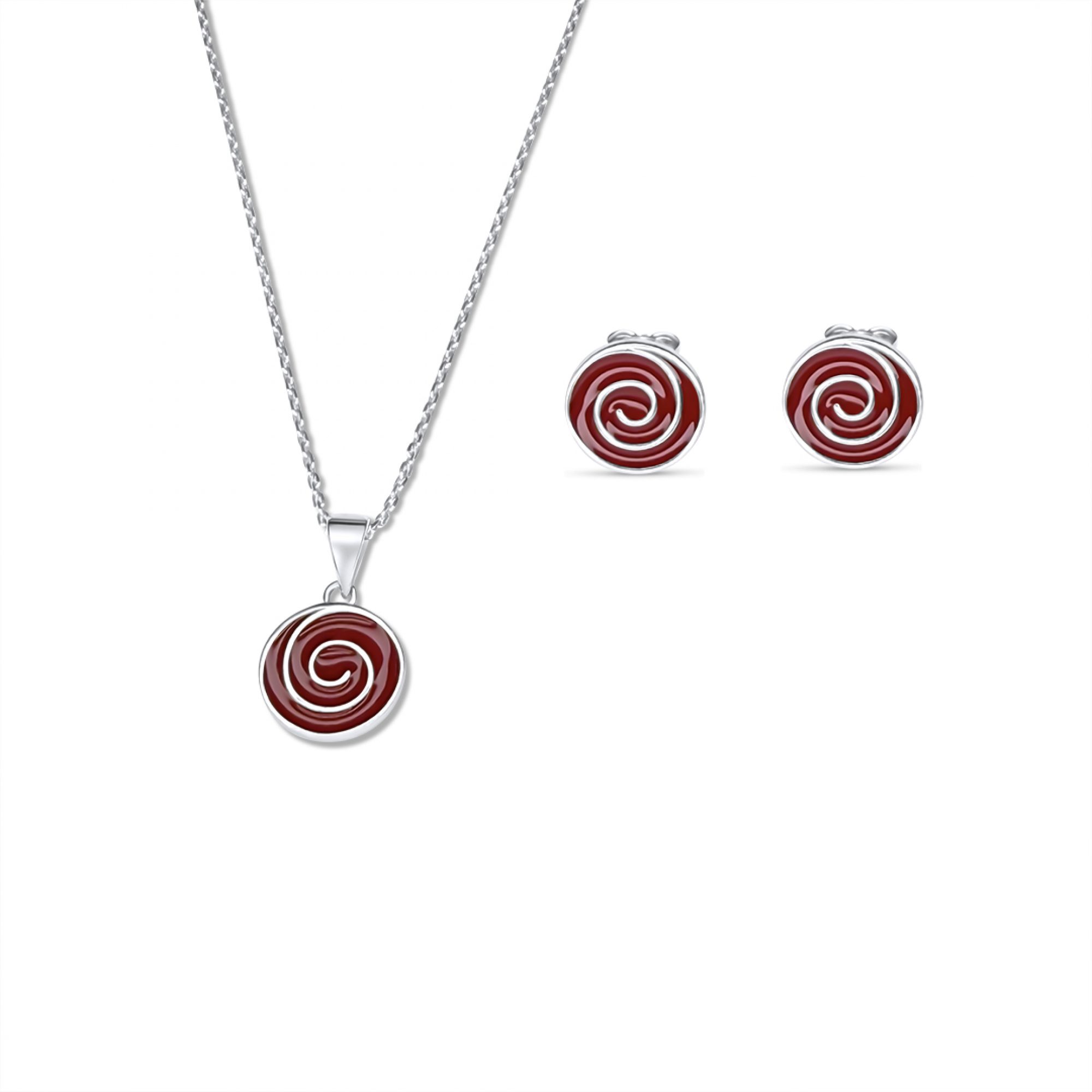 Σετ κολιέ και σκουλαρίκια καρφωτά με σμάλτο