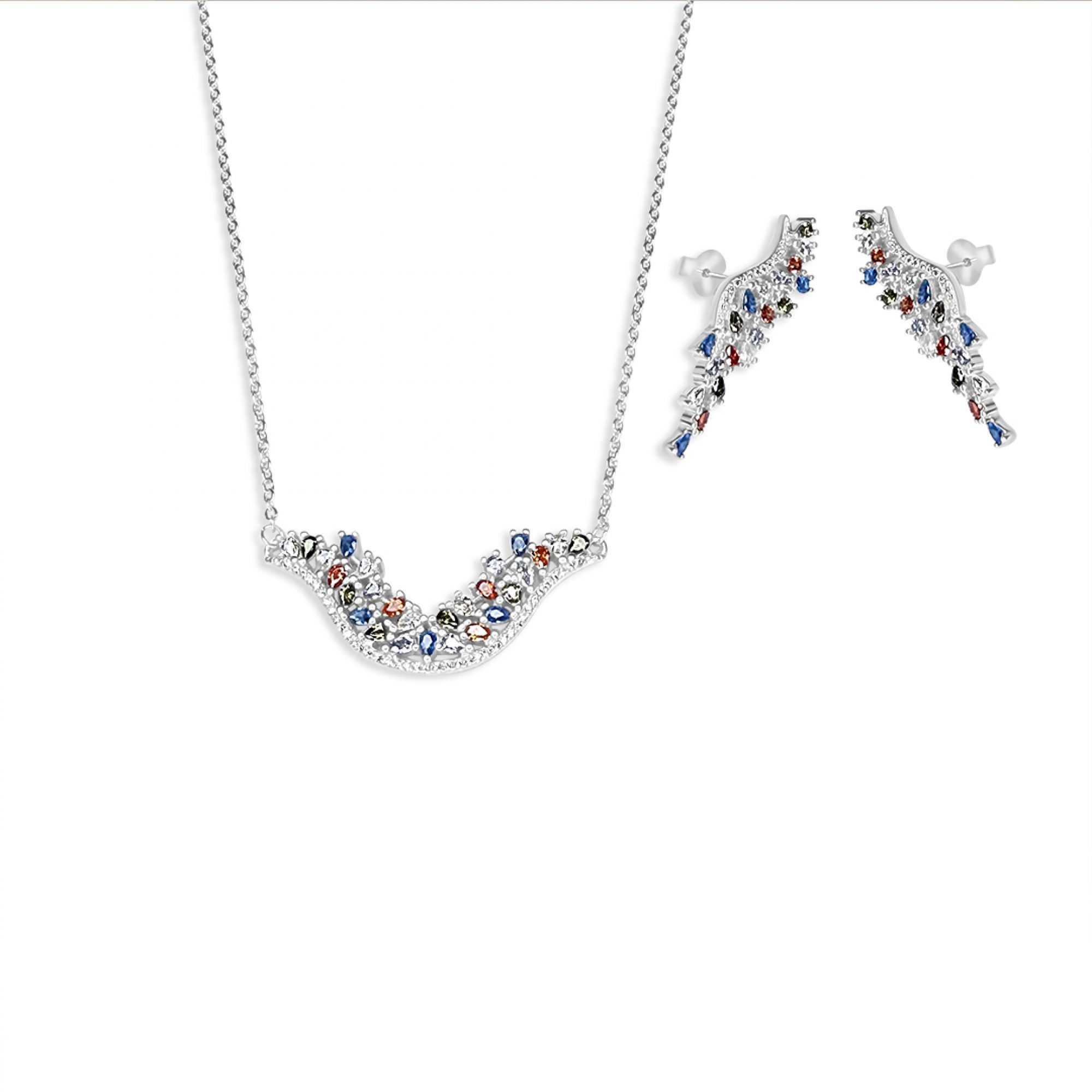 Σετ κολιέ και σκουλαρίκια καρφωτά με πέτρες ζιργκόν