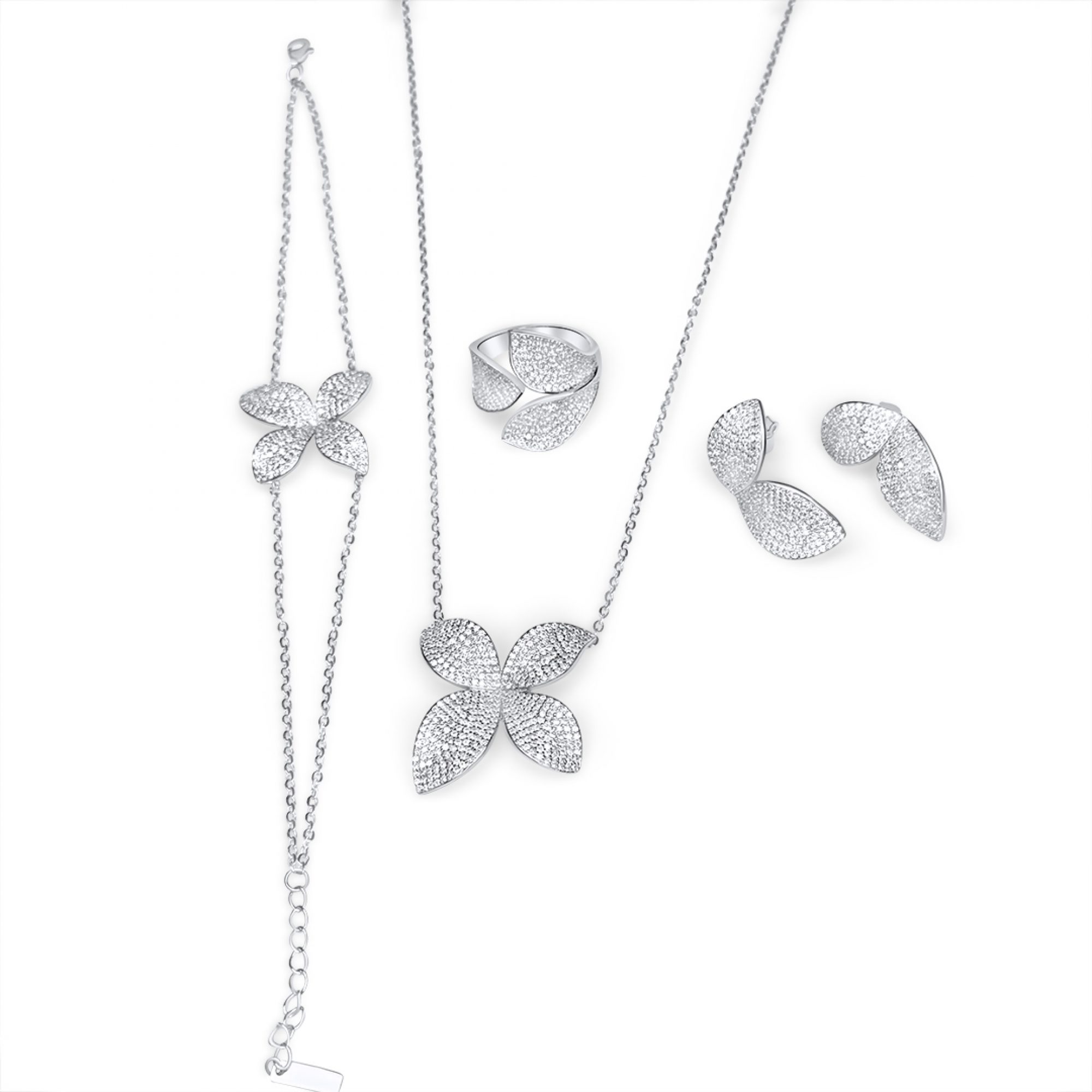 Set with zircon stones