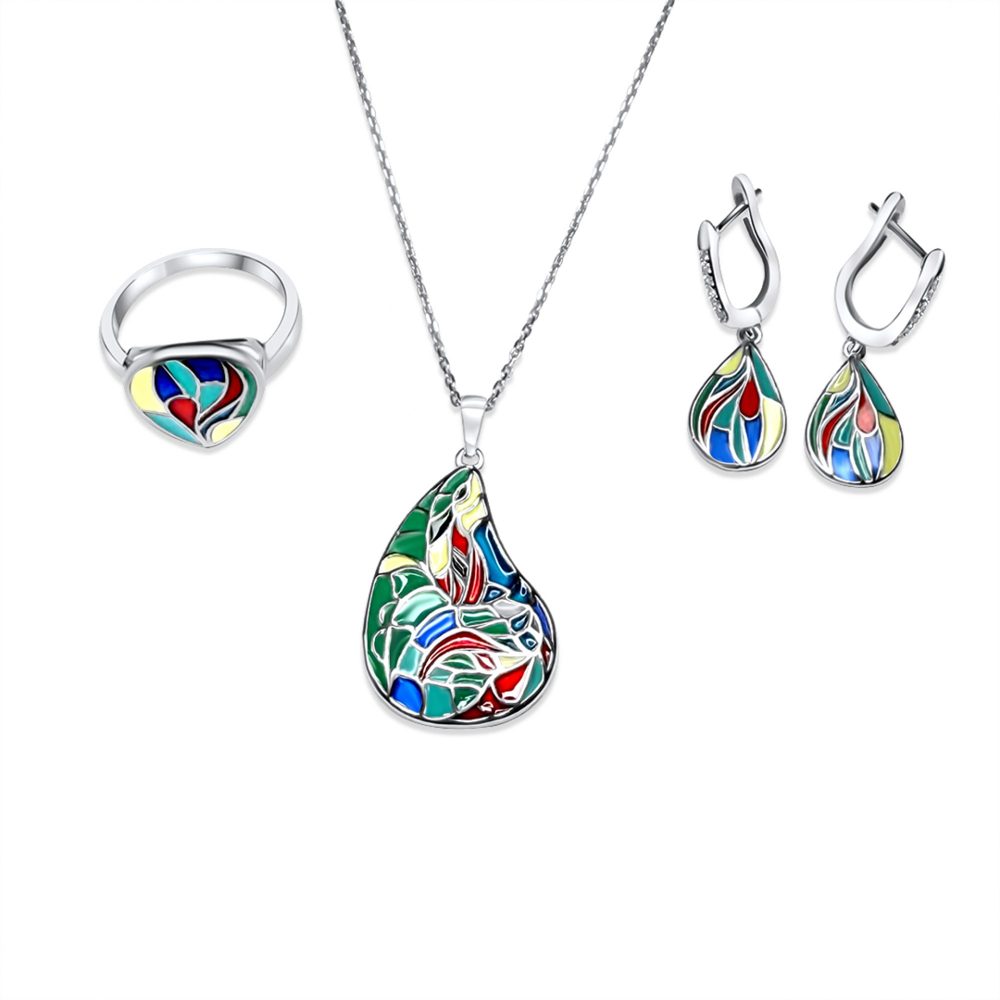 Set with enamel and zircon stones