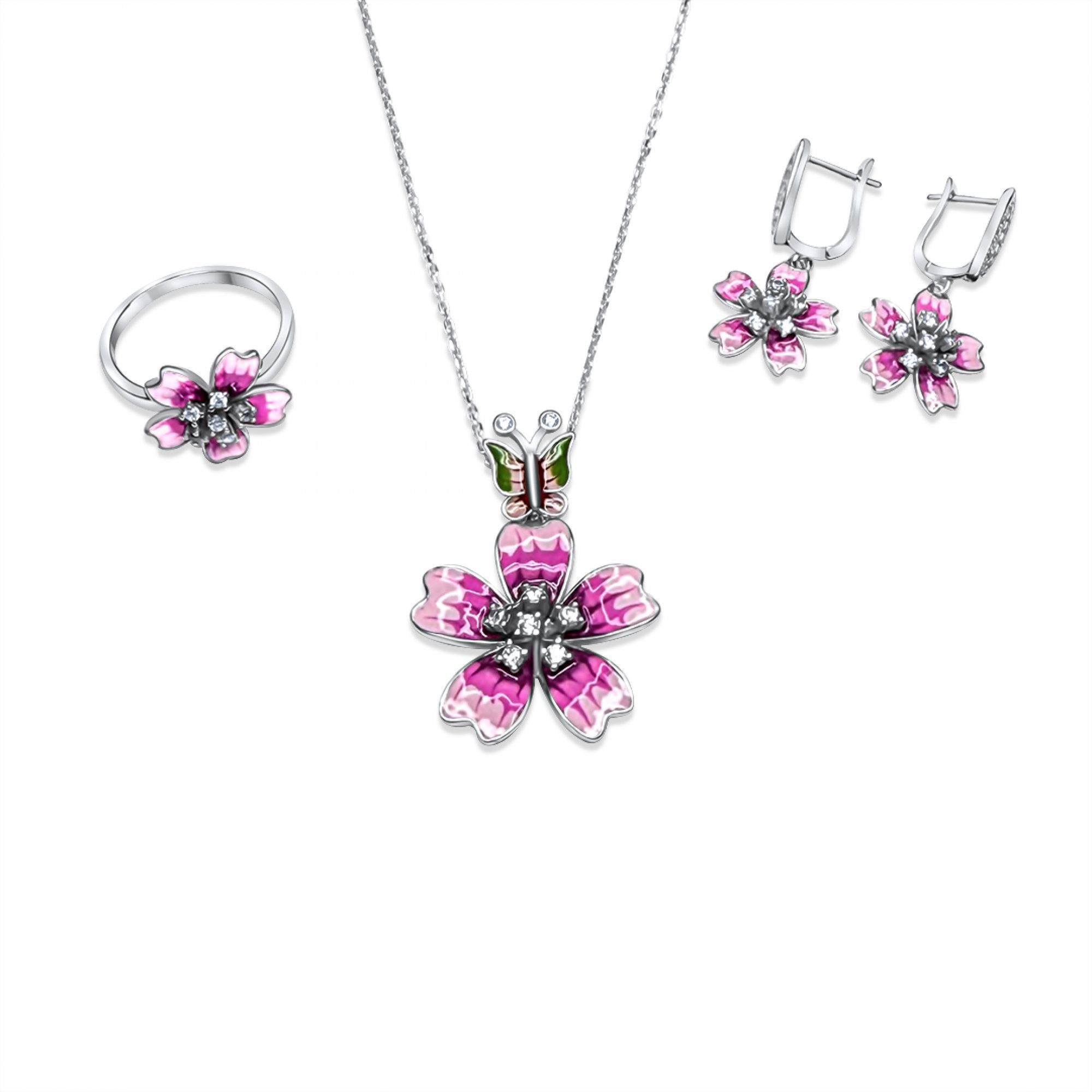Set with enamel and zircon stones