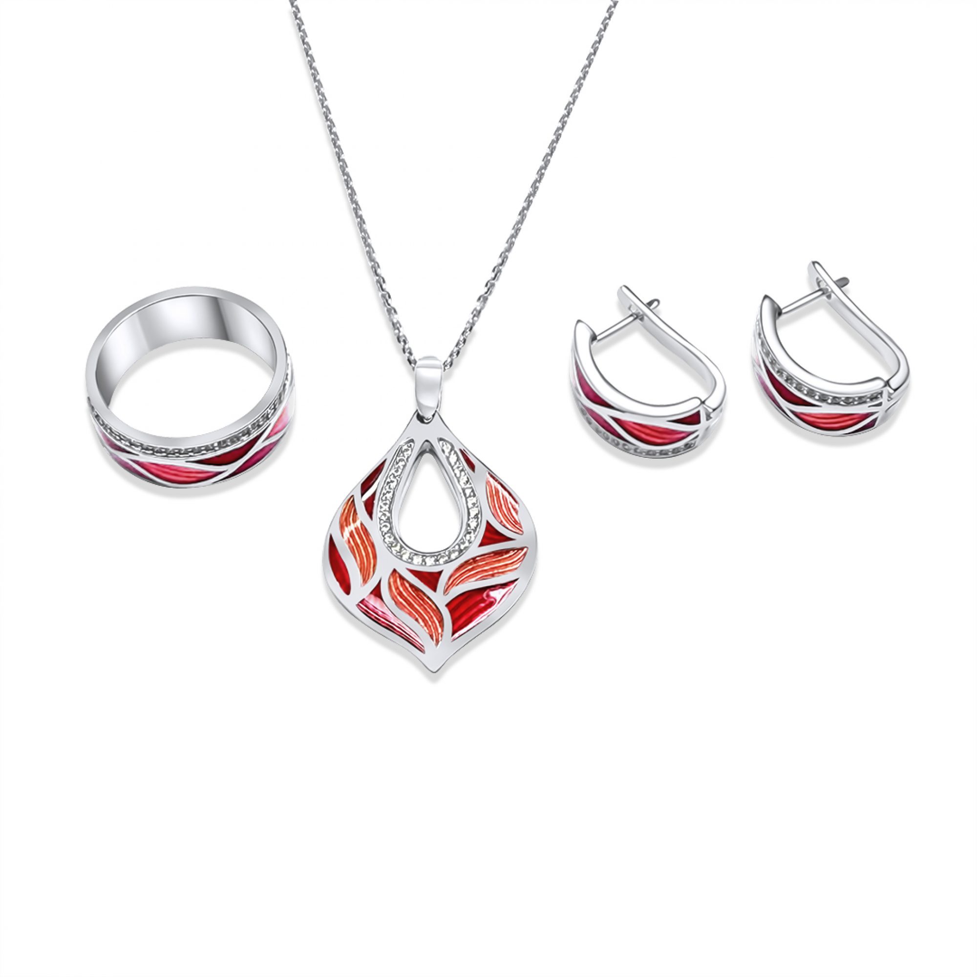 Set with enamel and zircon stones