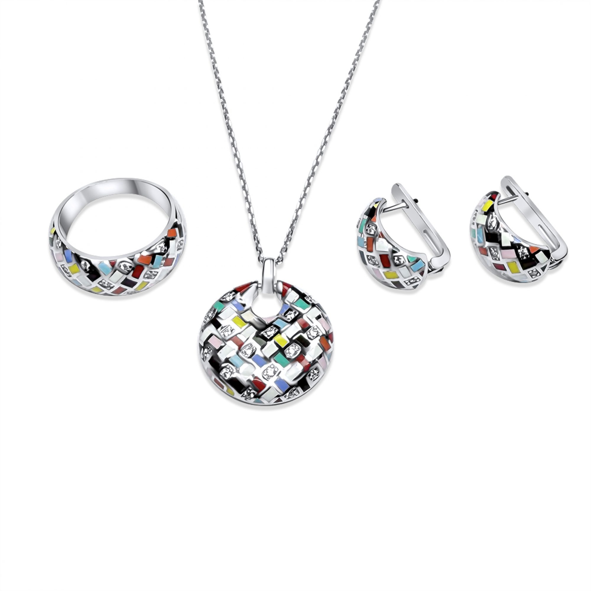 Set with enamel and zircon stones