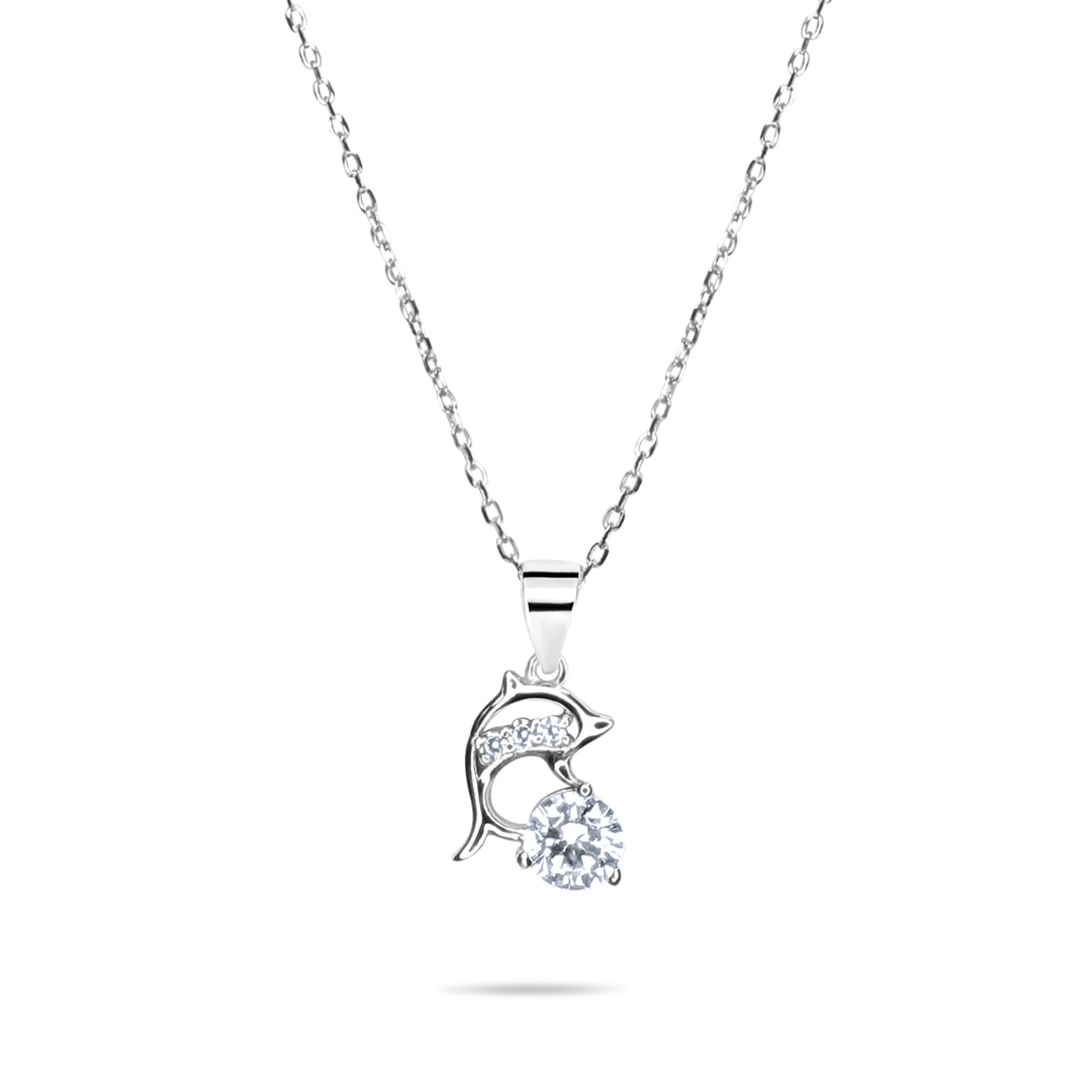 Dolphin necklace with zircon stones
