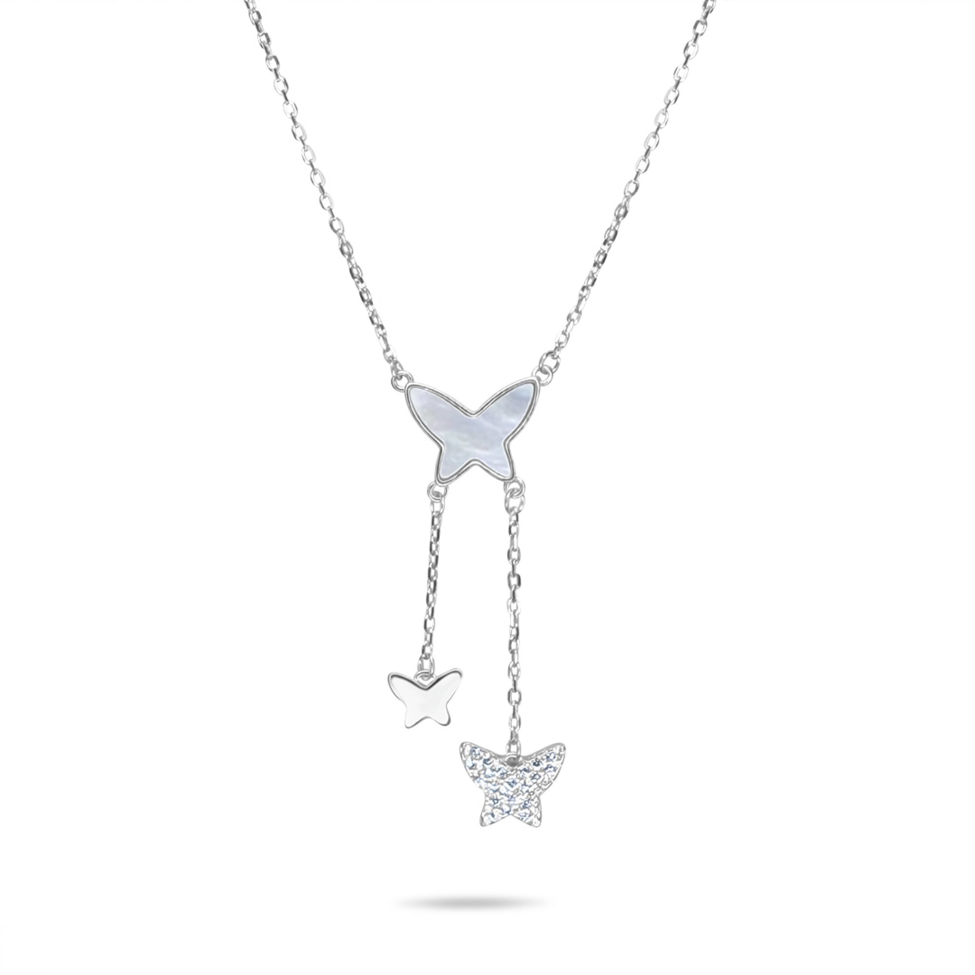 Κολιέ πεταλούδες με φίλντισι και πέτρες ζιργκόν 