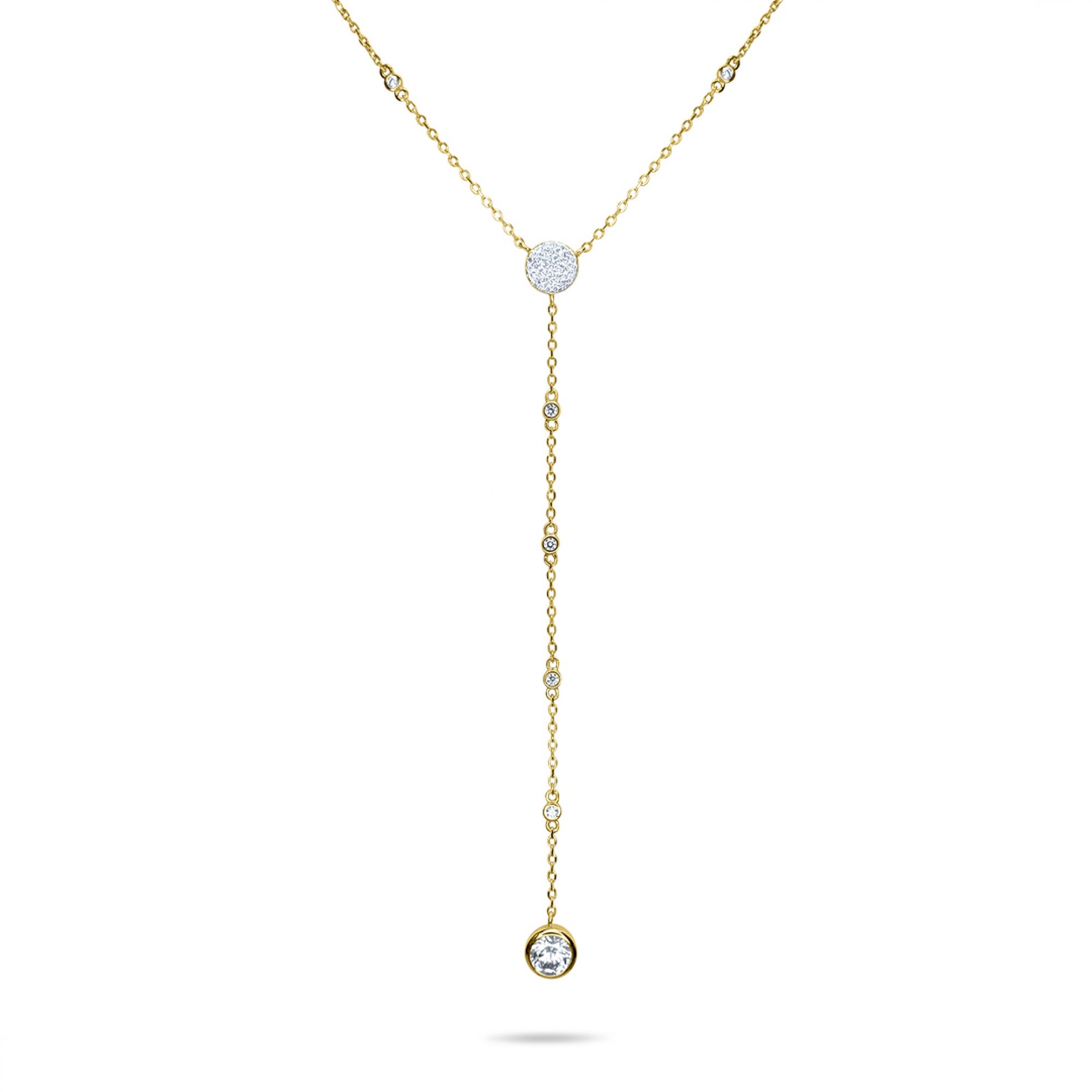 Κολιέ επίχρυσο σε στυλ Υ με πέτρες ζιργκόν