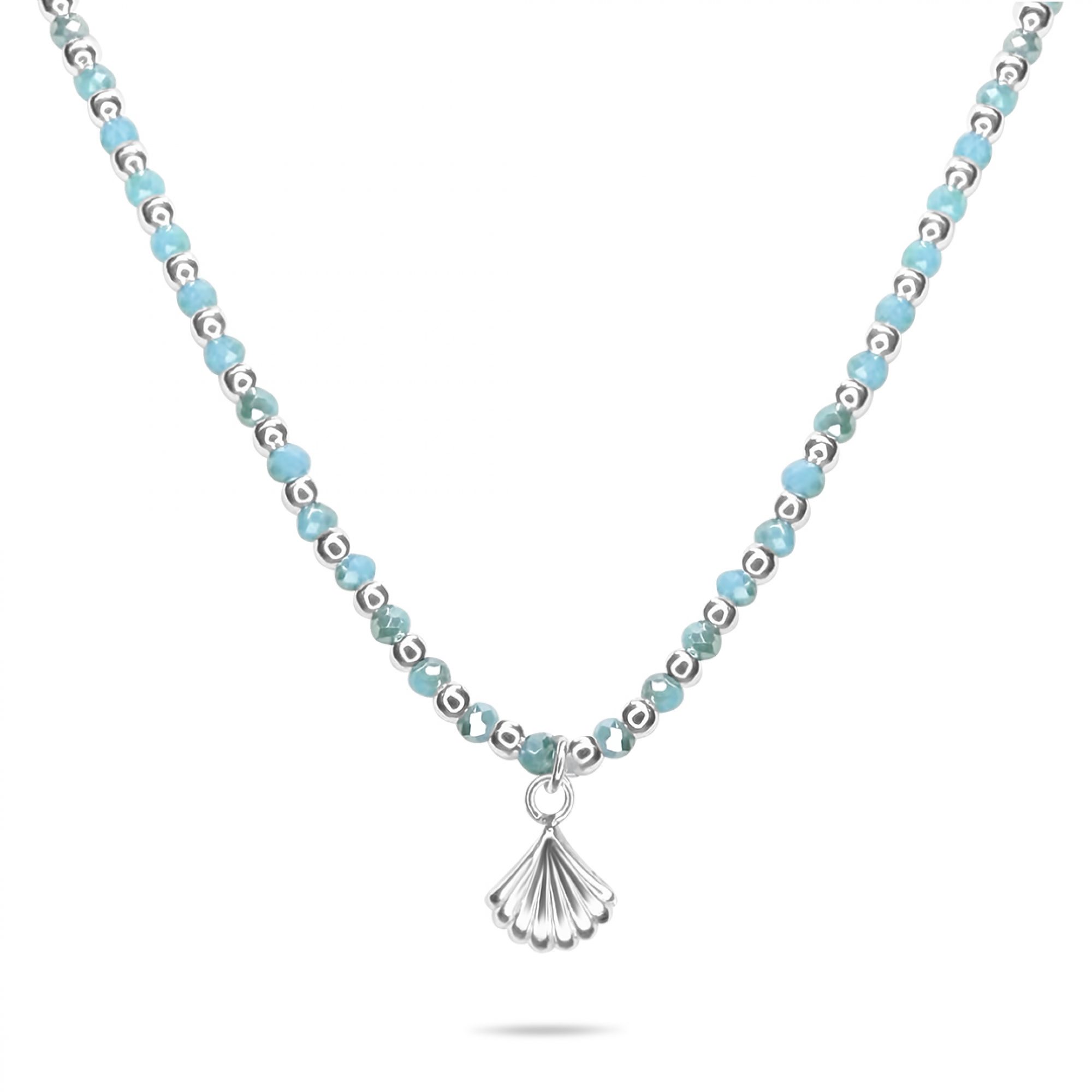 Κολιέ με κοχύλι και χάντρες τιρκουάζ