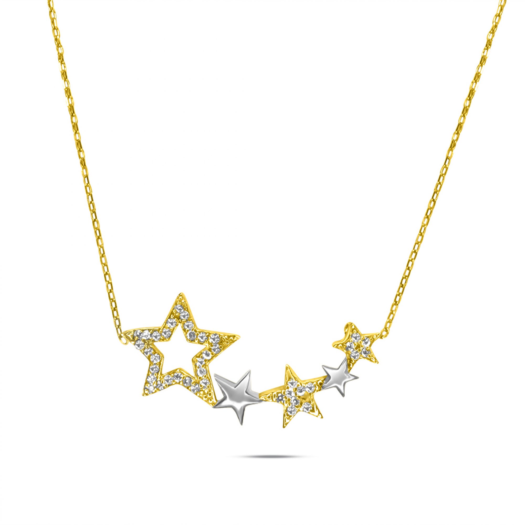 Κολιέ επίχρυσο αστέρια με πέτρες ζιργκόν