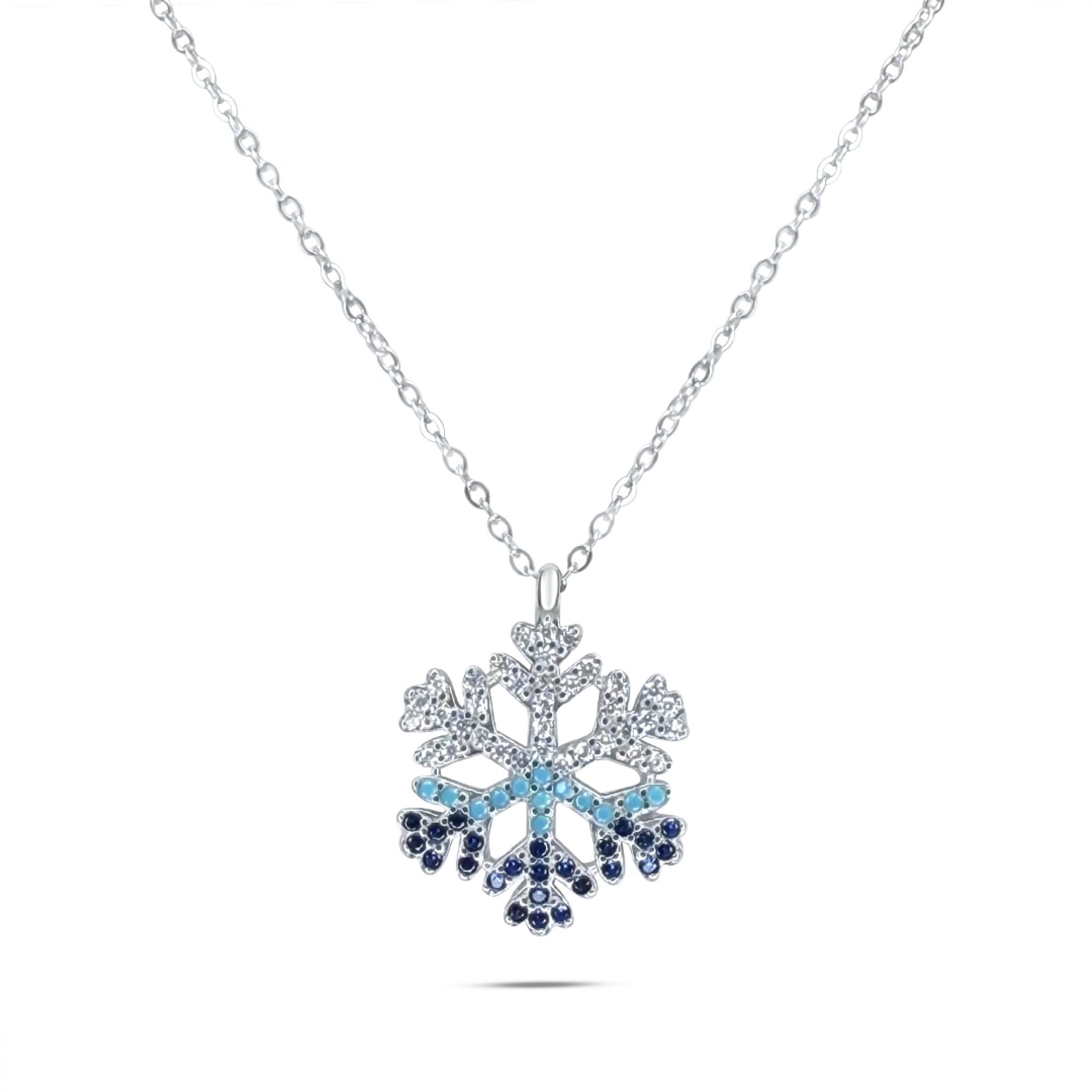 Snowflake necklace with turquoise and zircon stones